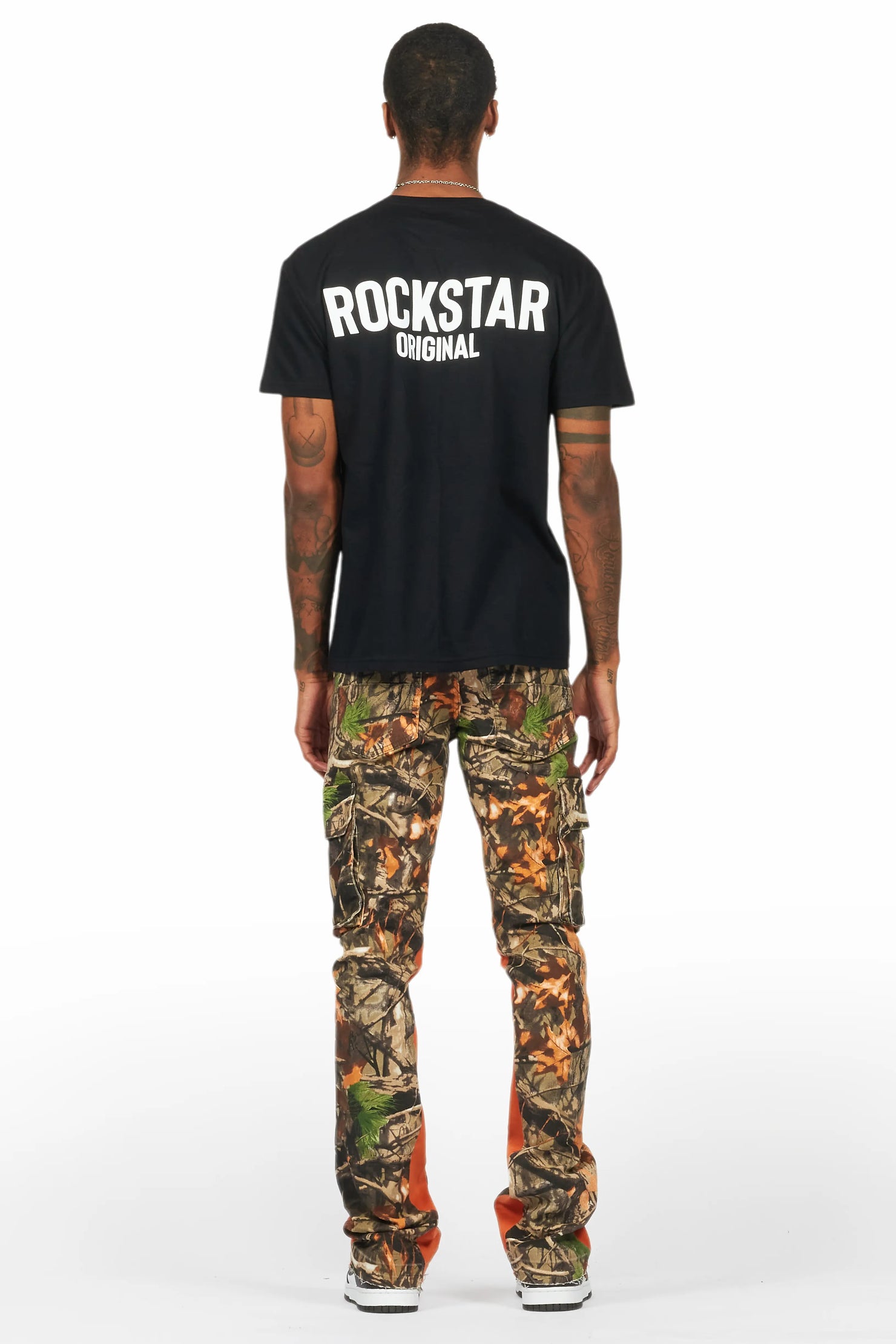 Rolan Orange Tree Camo Stacked Flare Jean