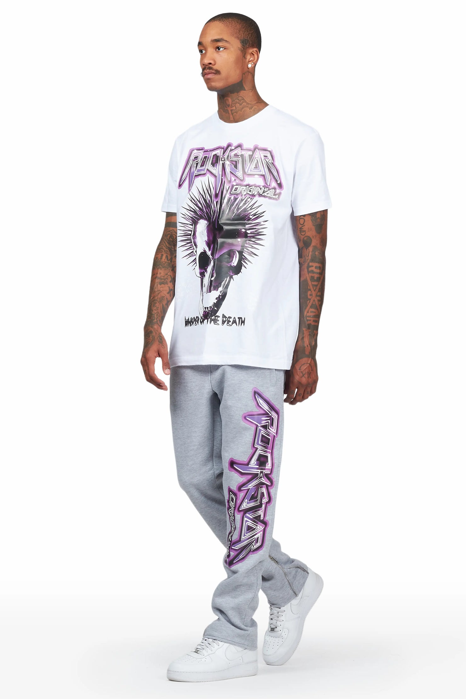 Obert White/Grey T-Shirt Slim Track Set