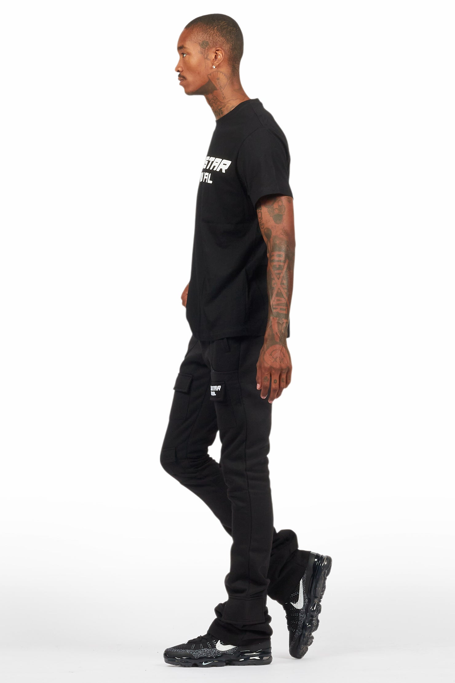 Connor Black T-Shirt/Stacked Flare Track Set