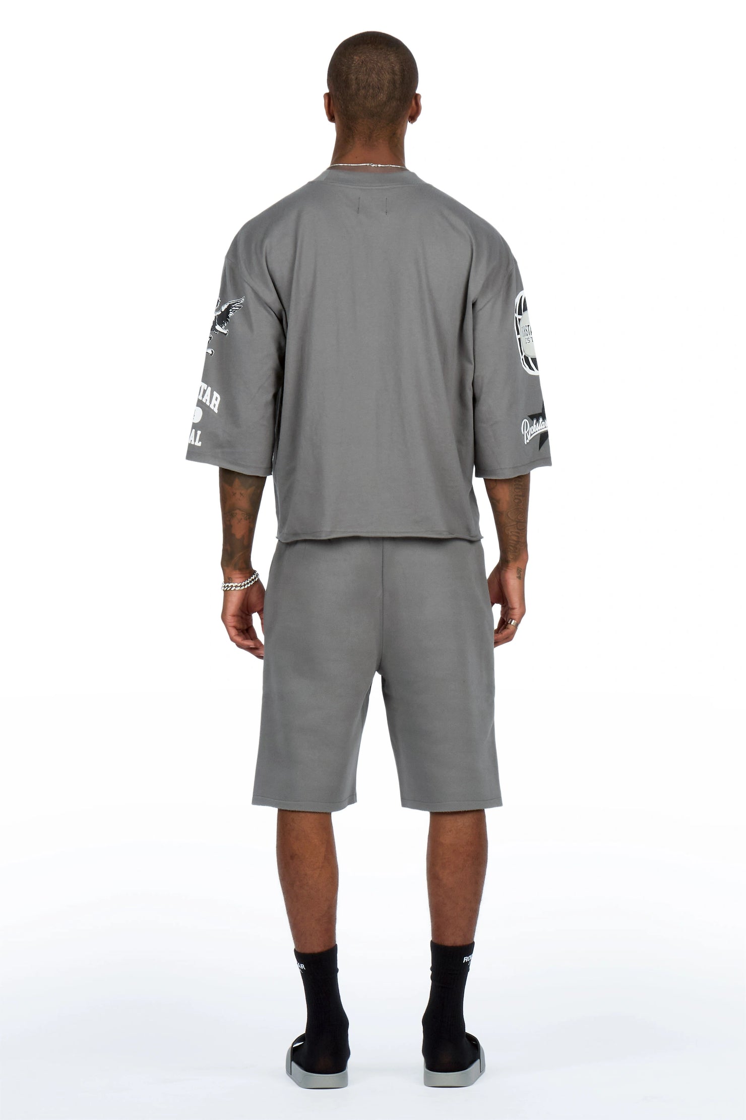 Gutta Grey Rhinestone T-Shirt/Short Set
