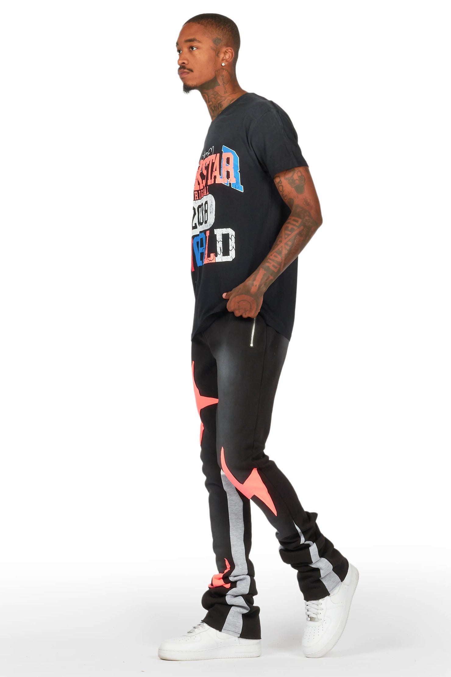 Lemar Black T-Shirt/Super Stacked Flare Track Set