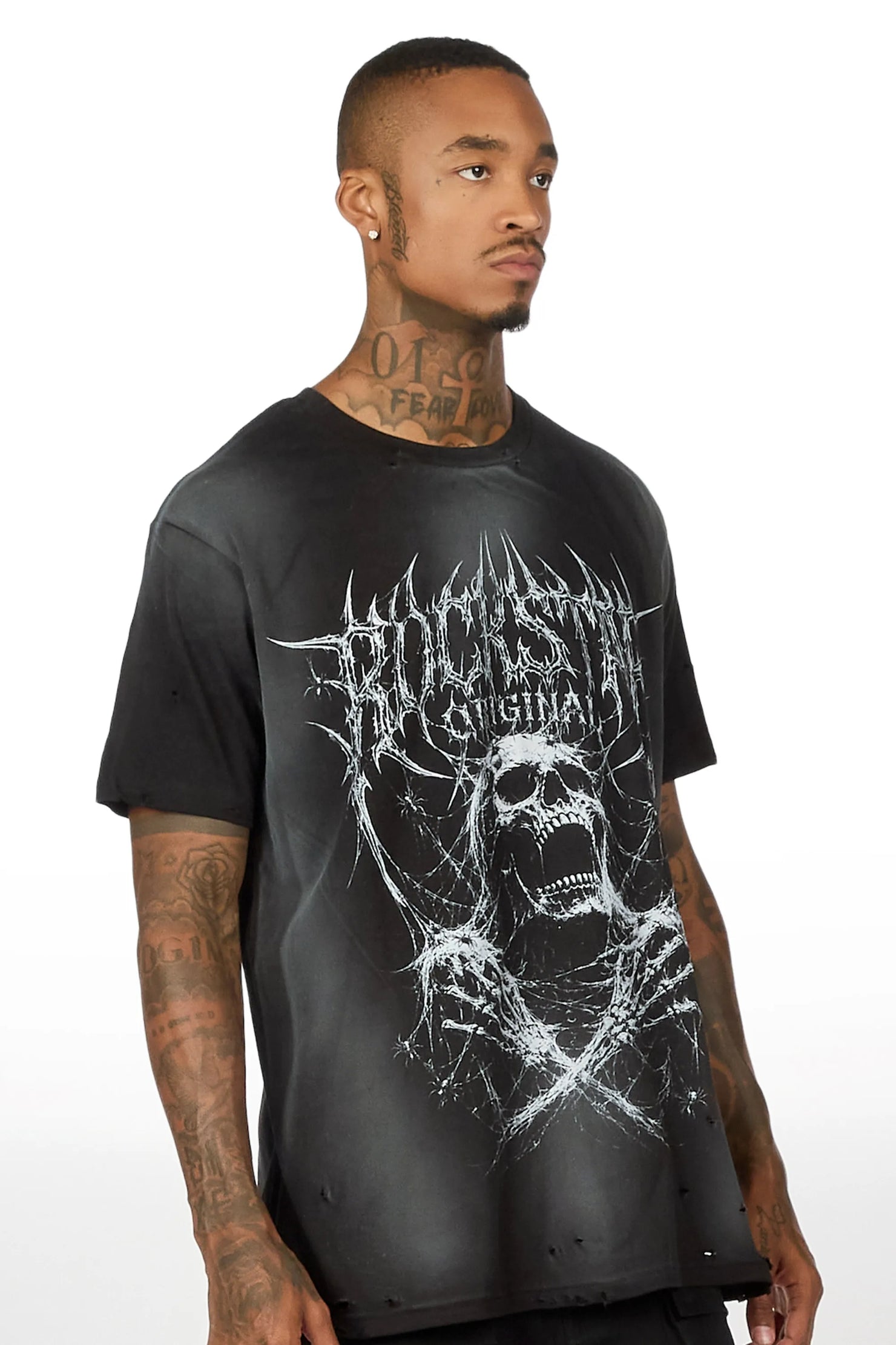 Arachmourn Black Oversized Graphic T-Shirt