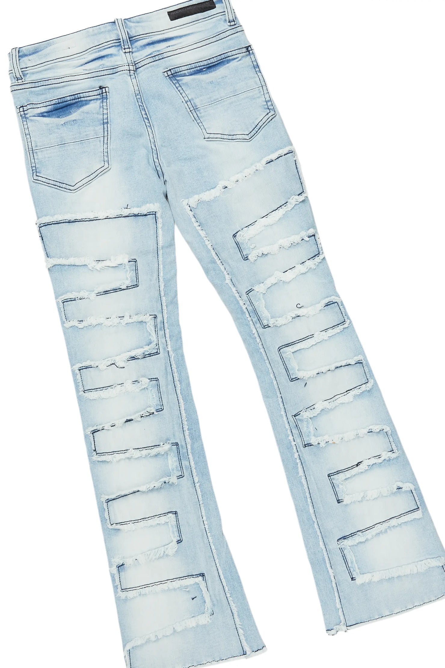 Boys Omer Vintage Beige/Blue Hoodie/Stacked Flare Jean Set