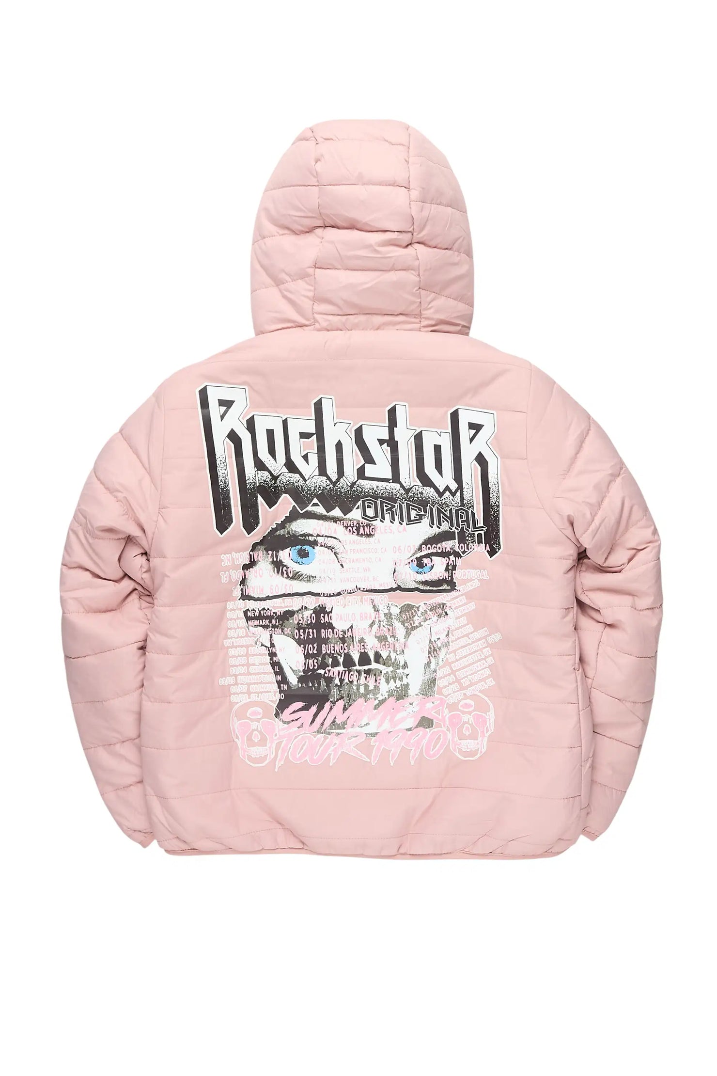 Girls Daegra Mauve/Black Reversible Fur Puffer Jacket