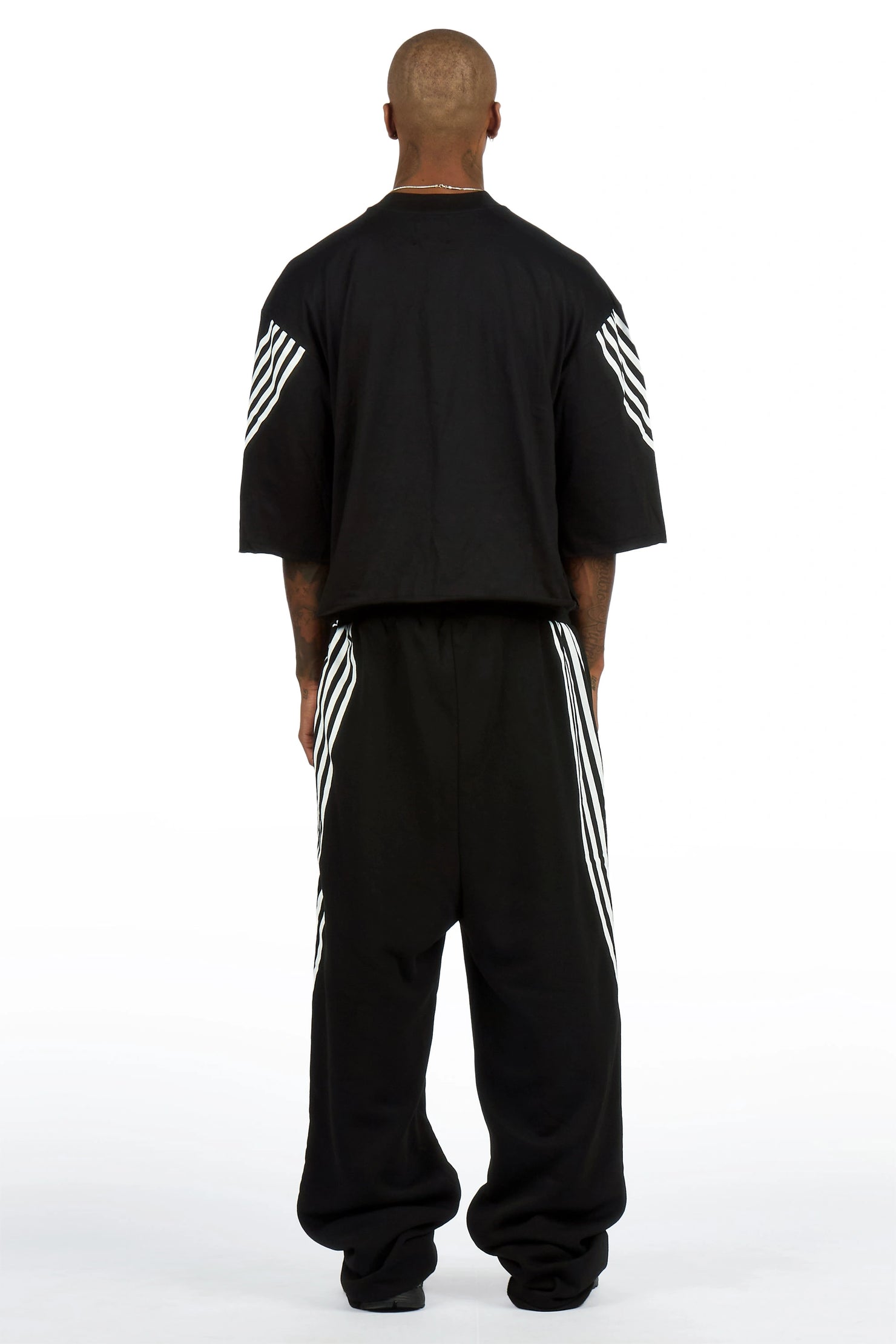 Soe Black T-Shirt/Double Waisted Relaxed Track Set
