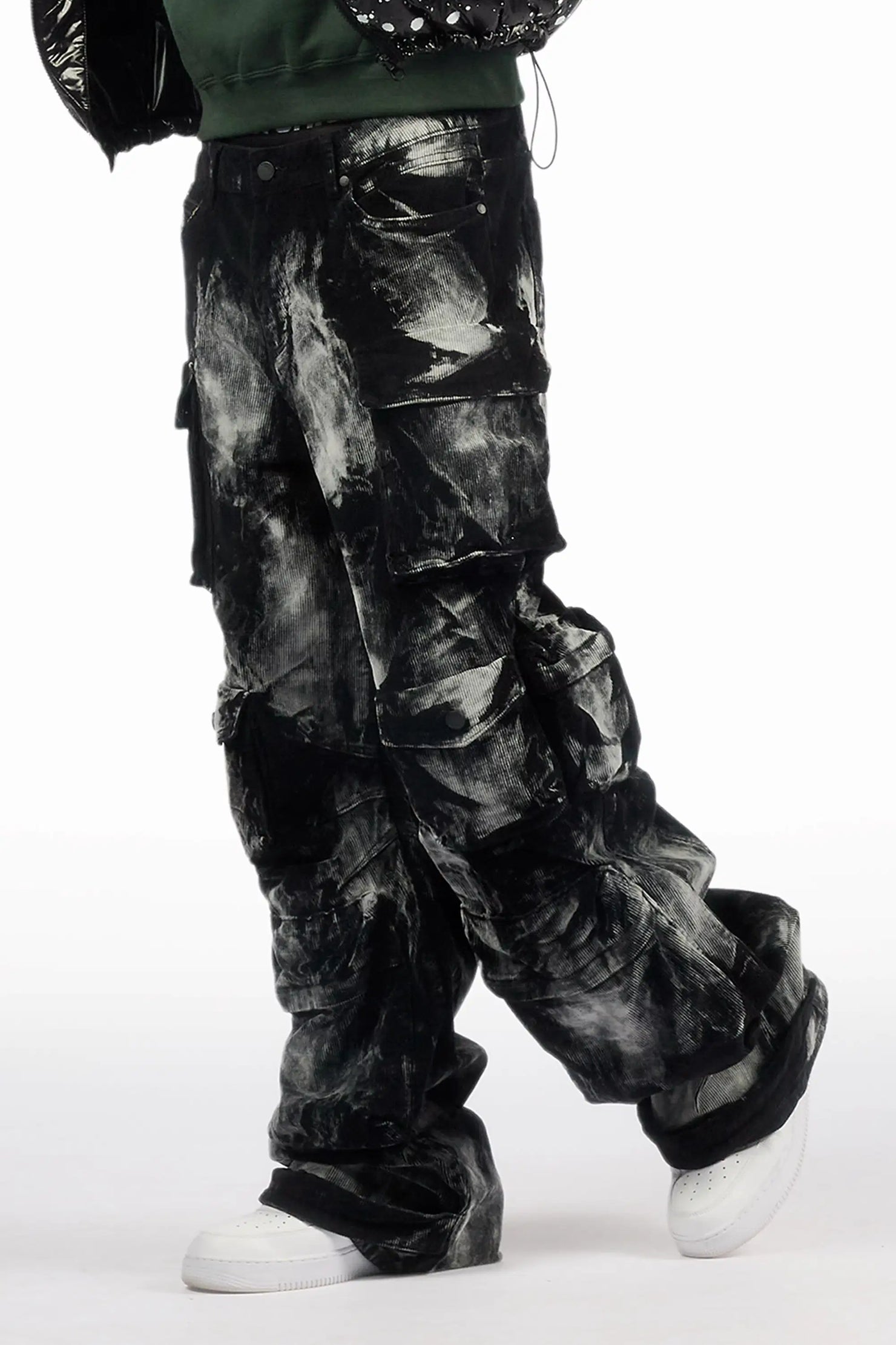 Mahesh Black Baggy Cargo Corduroy Pant