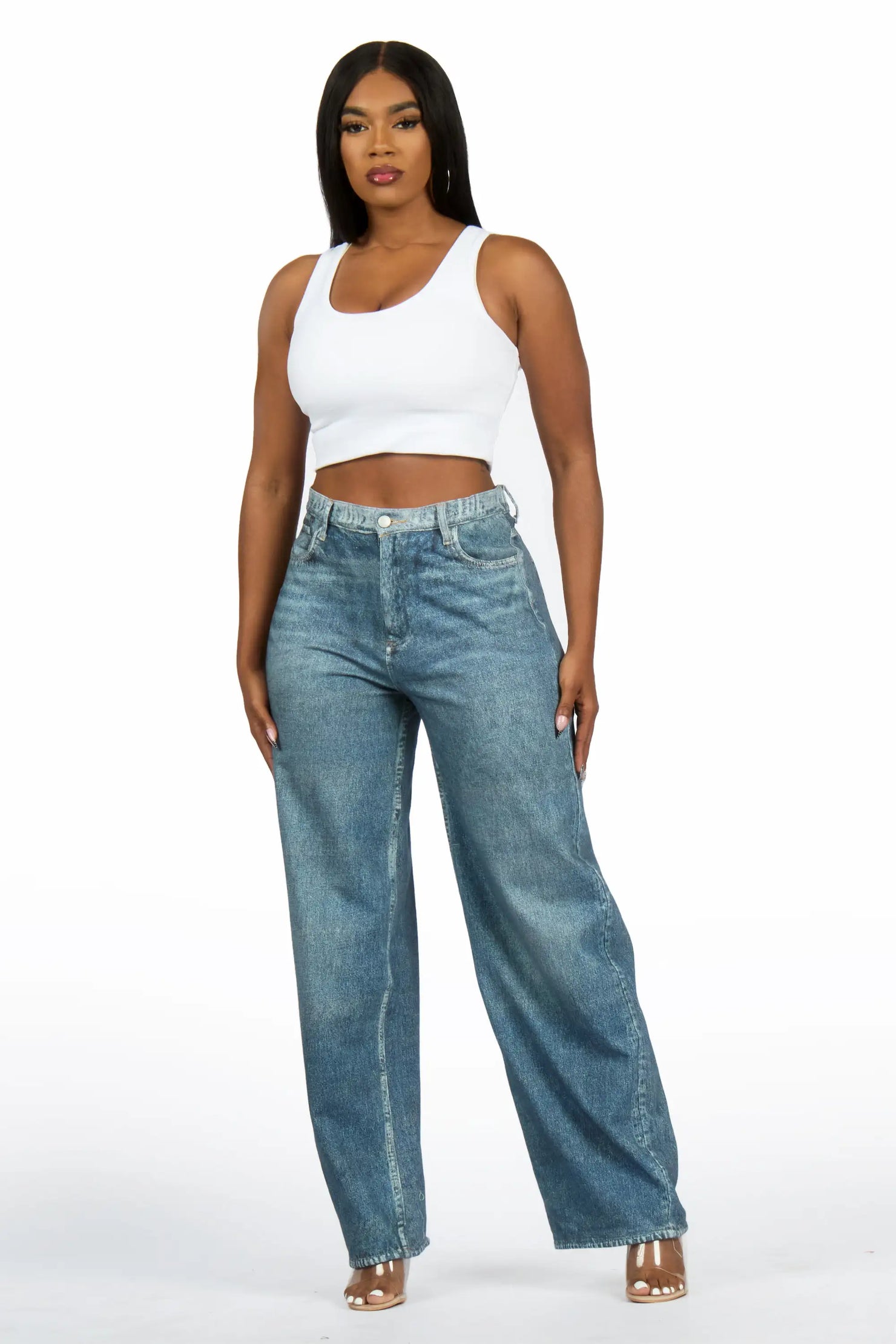 Kasai Med. Wash Denim Print Stretch Terry Sweatpant Jean
