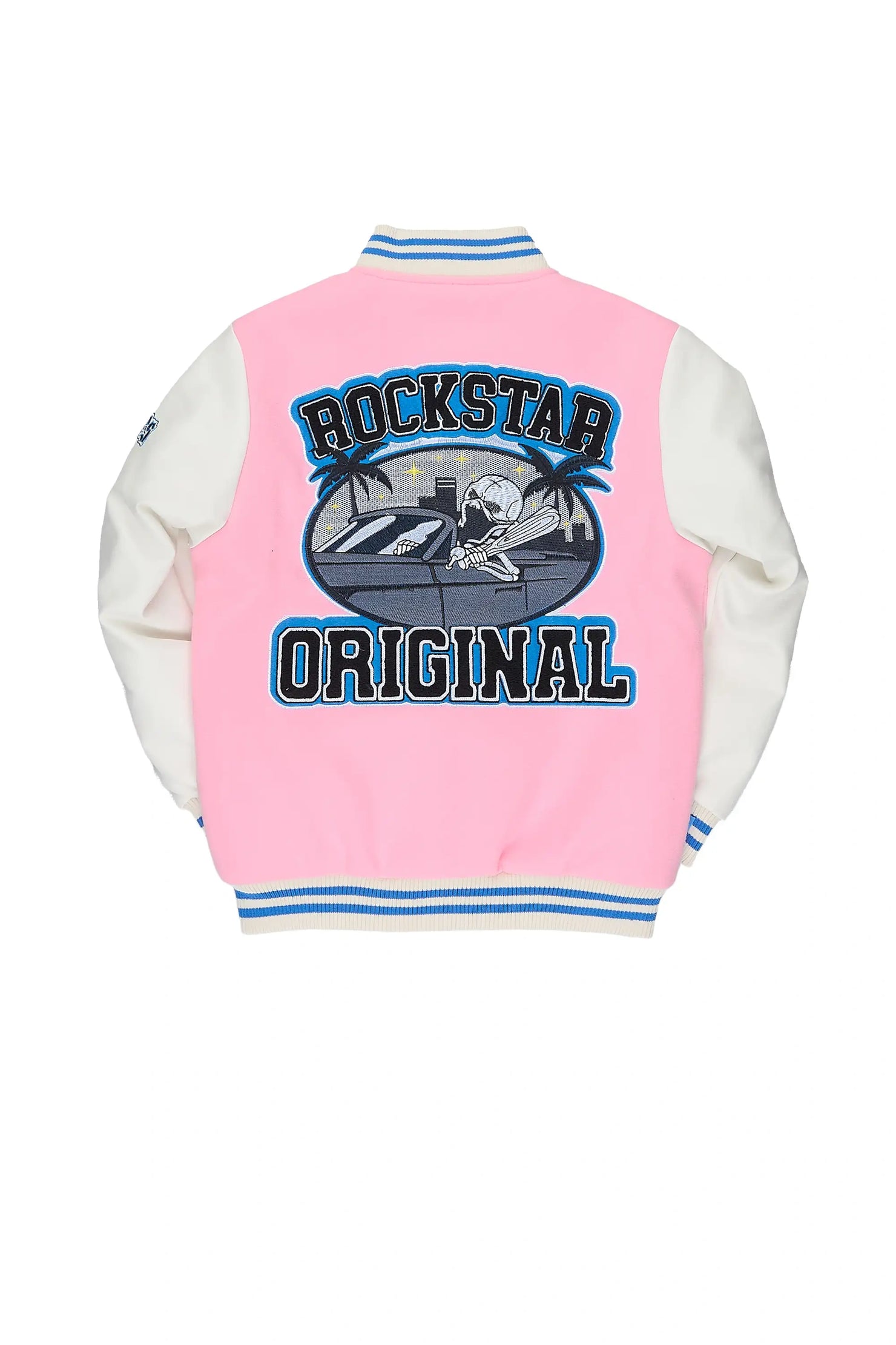 Girls Jermika Pink Oversized Varsity Jacket