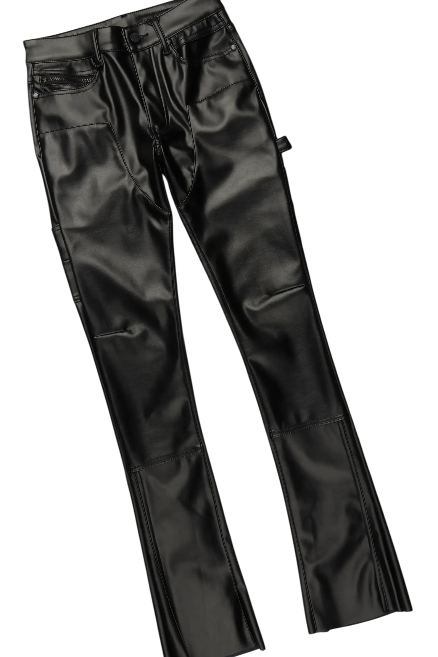 Fields Black Long Sleeve T-Shirt & Quatz Stacked Flare PU Jean Bundle