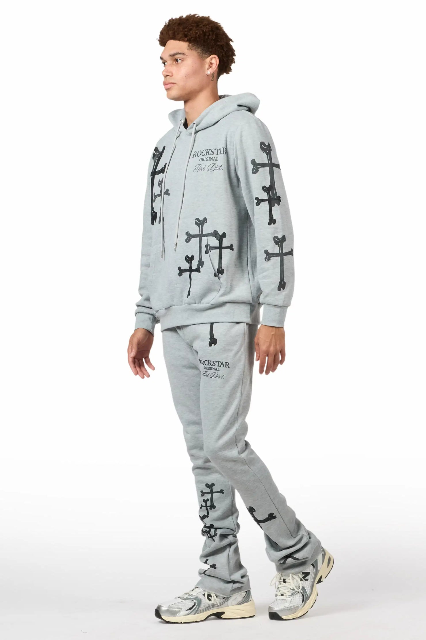 Olivier 2.0 Heather Grey Hoodie/Stacked Flare Track Set