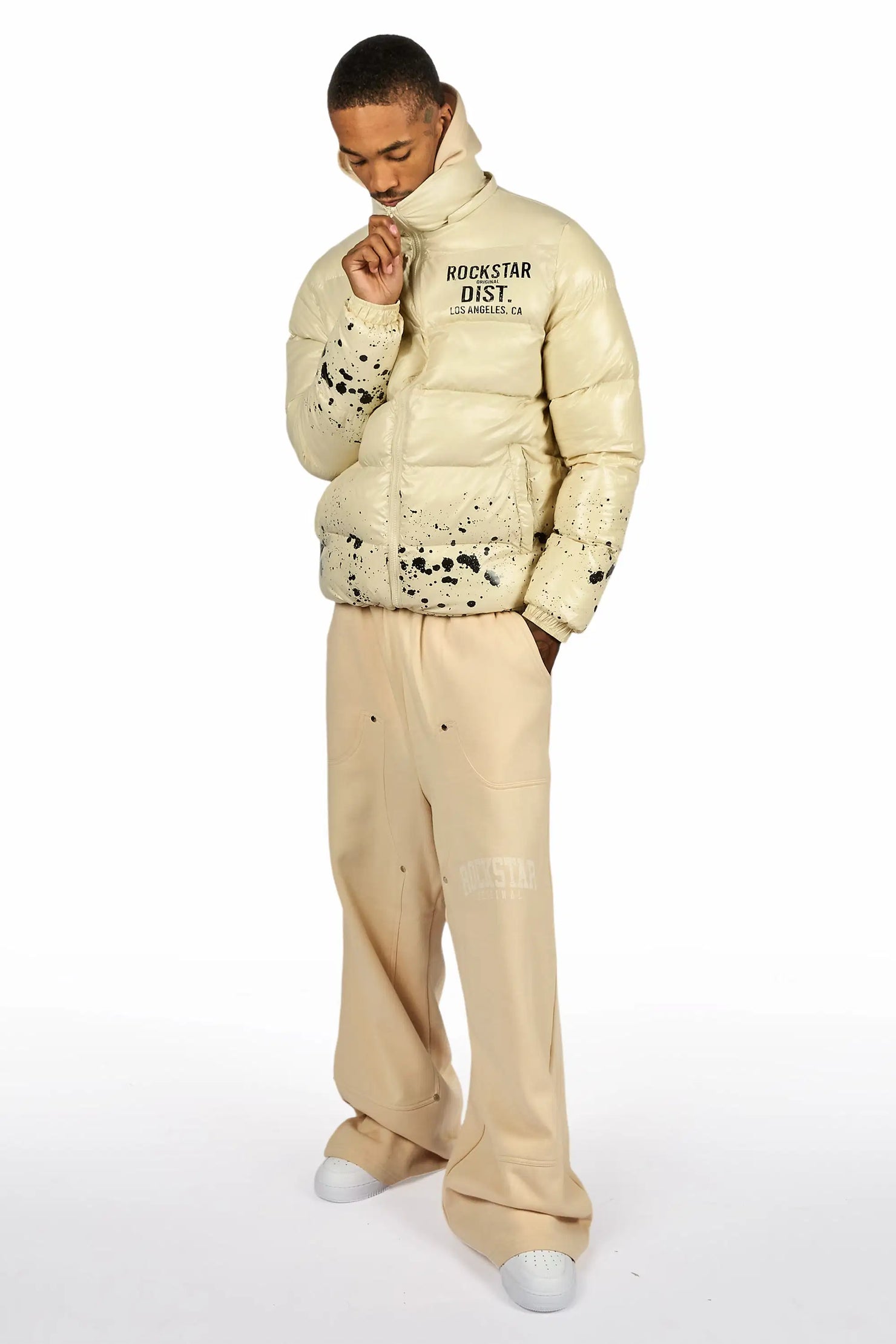 Raffer Beige Heavy Puffer Jacket