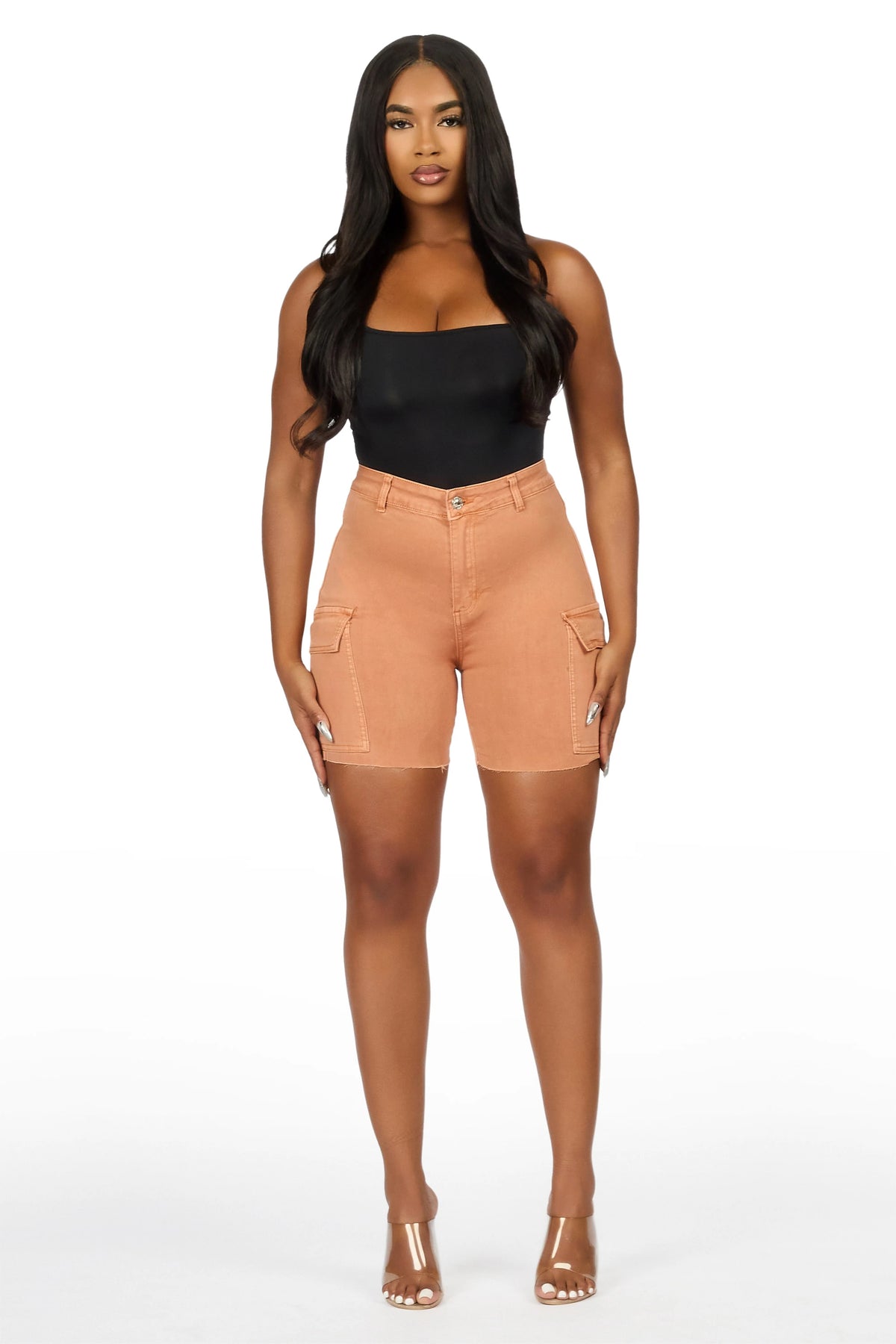 Natalia Tan Cargo Denim Short