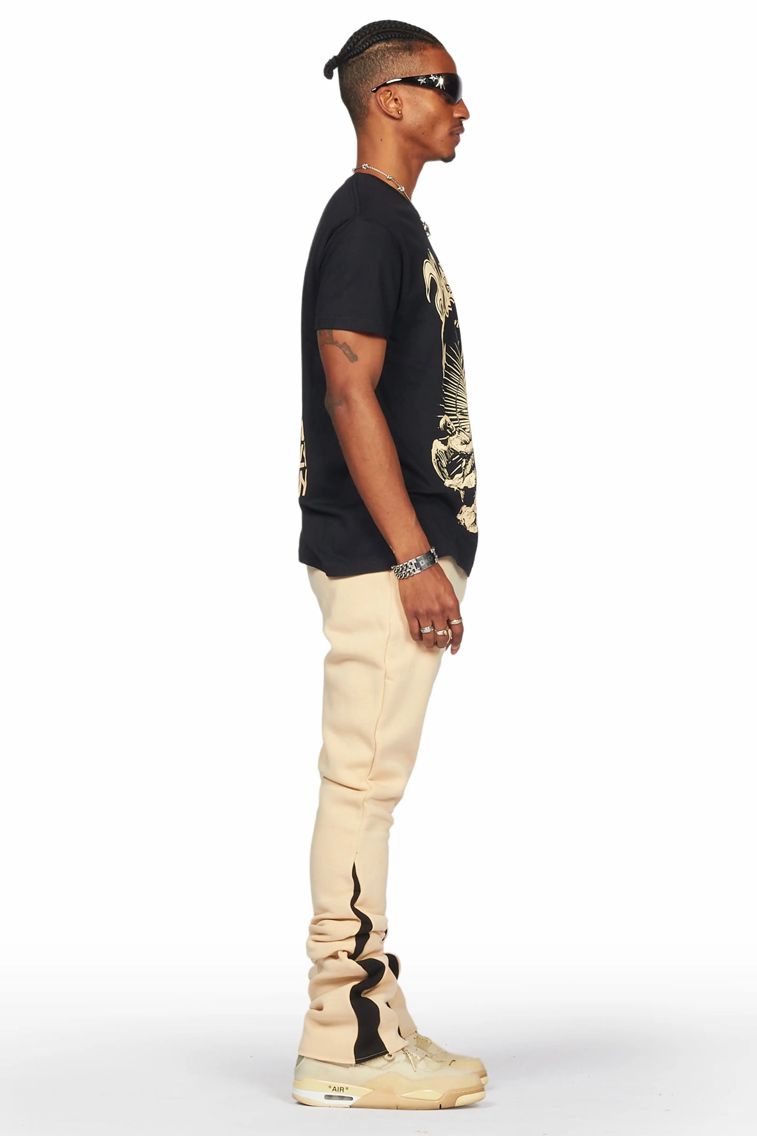 Yarden Black/Beige T-Shirt Stacked Flare Track Set