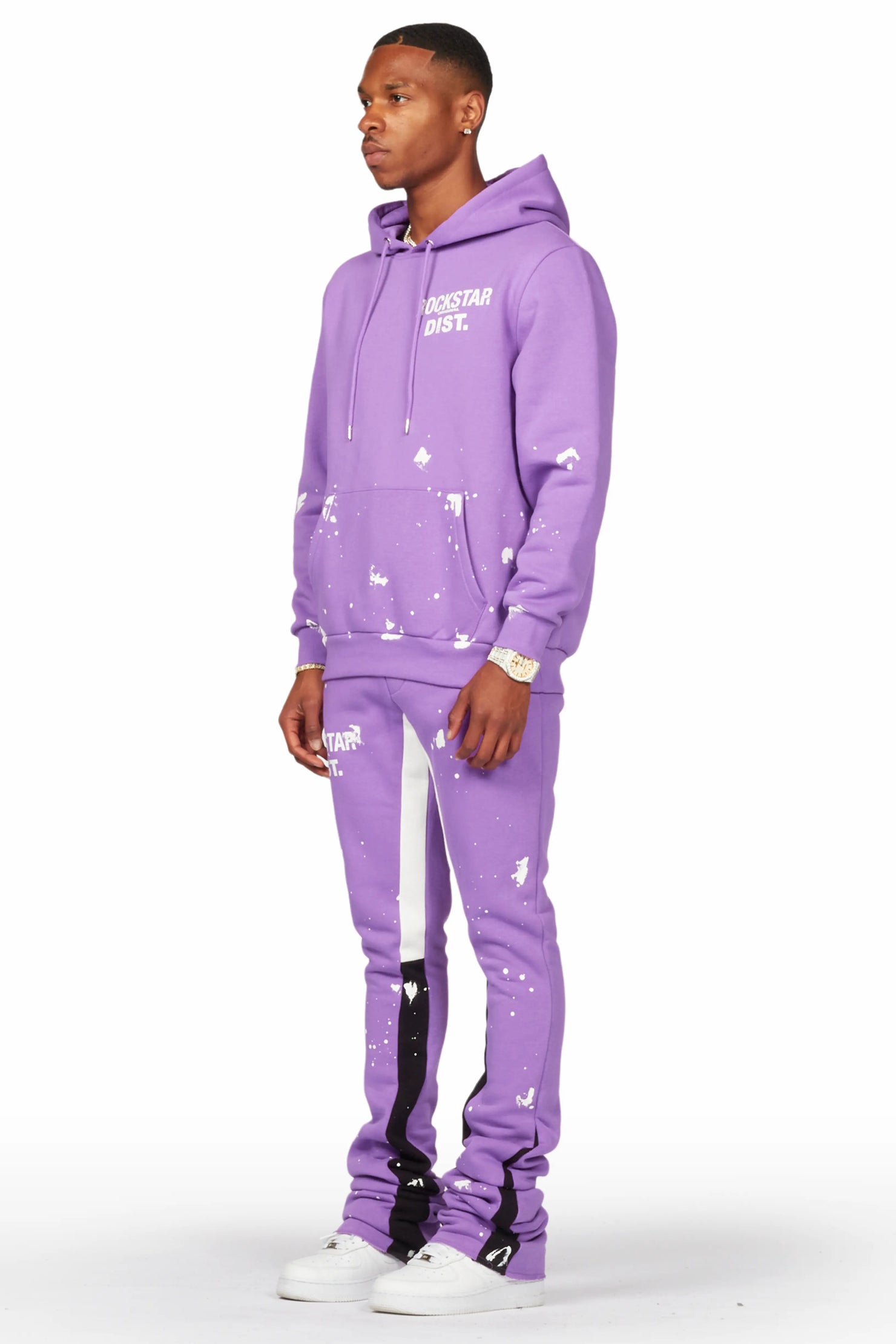 Raffer Purple Hoodie/Super Stacked Flare Pant Set