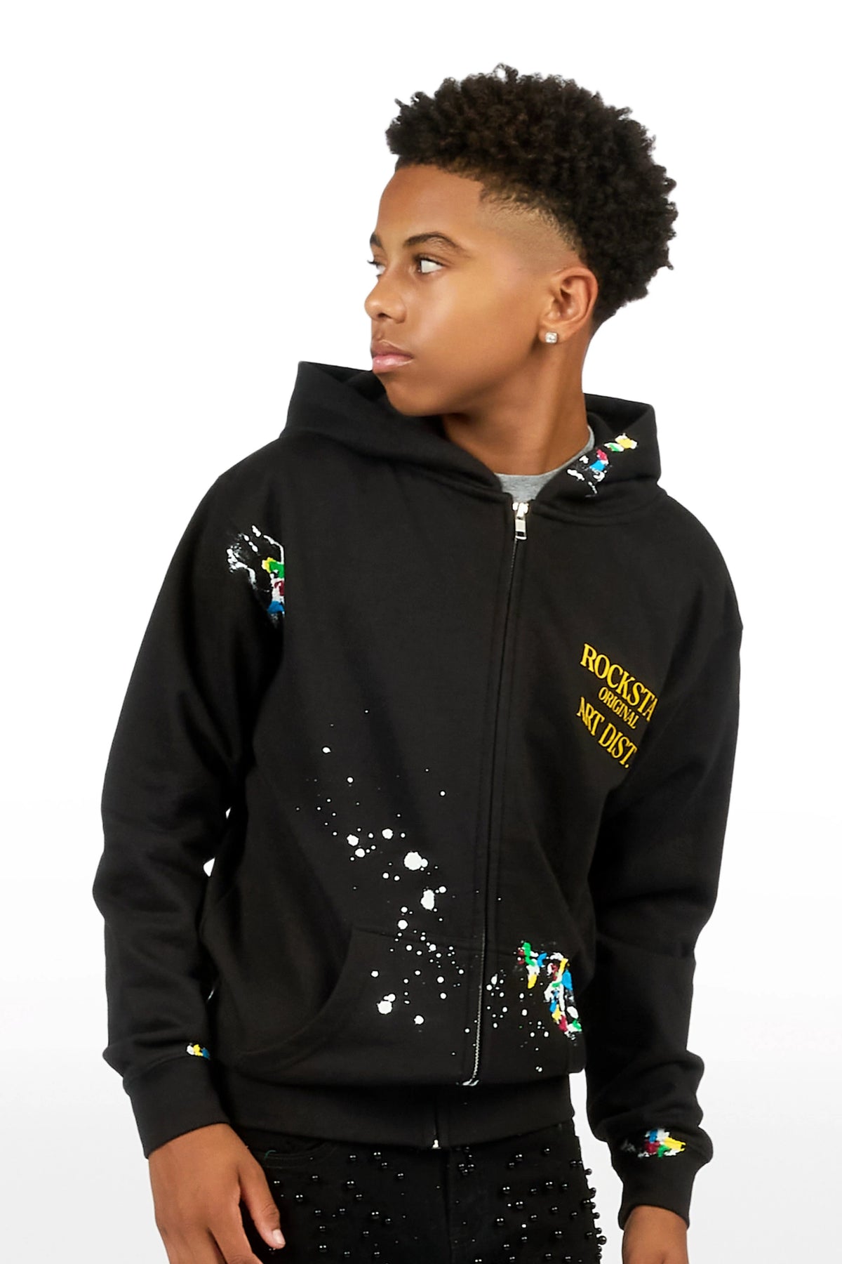 Boys Art Dist Black Graphic Zip Up Hoodie