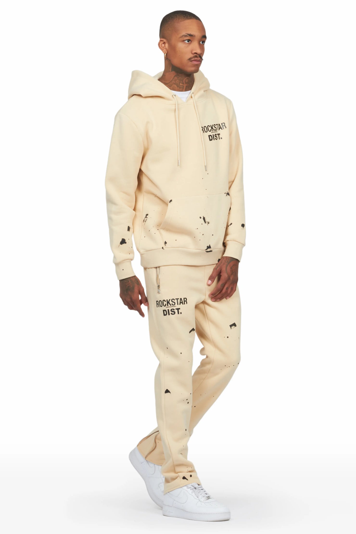 Raffer Beige Slim Fit Track Set