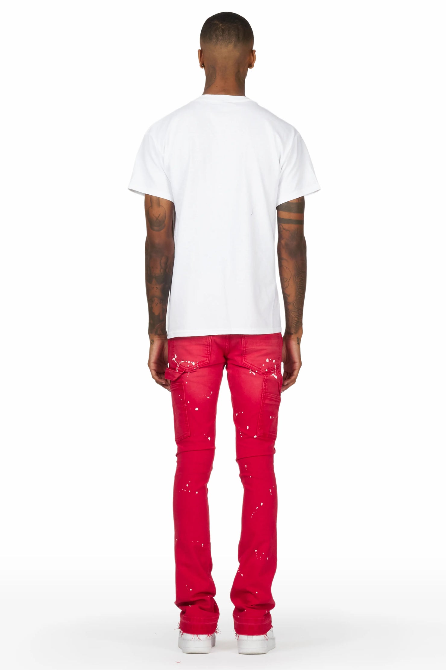 Thorton Red Stacked Flare Jean