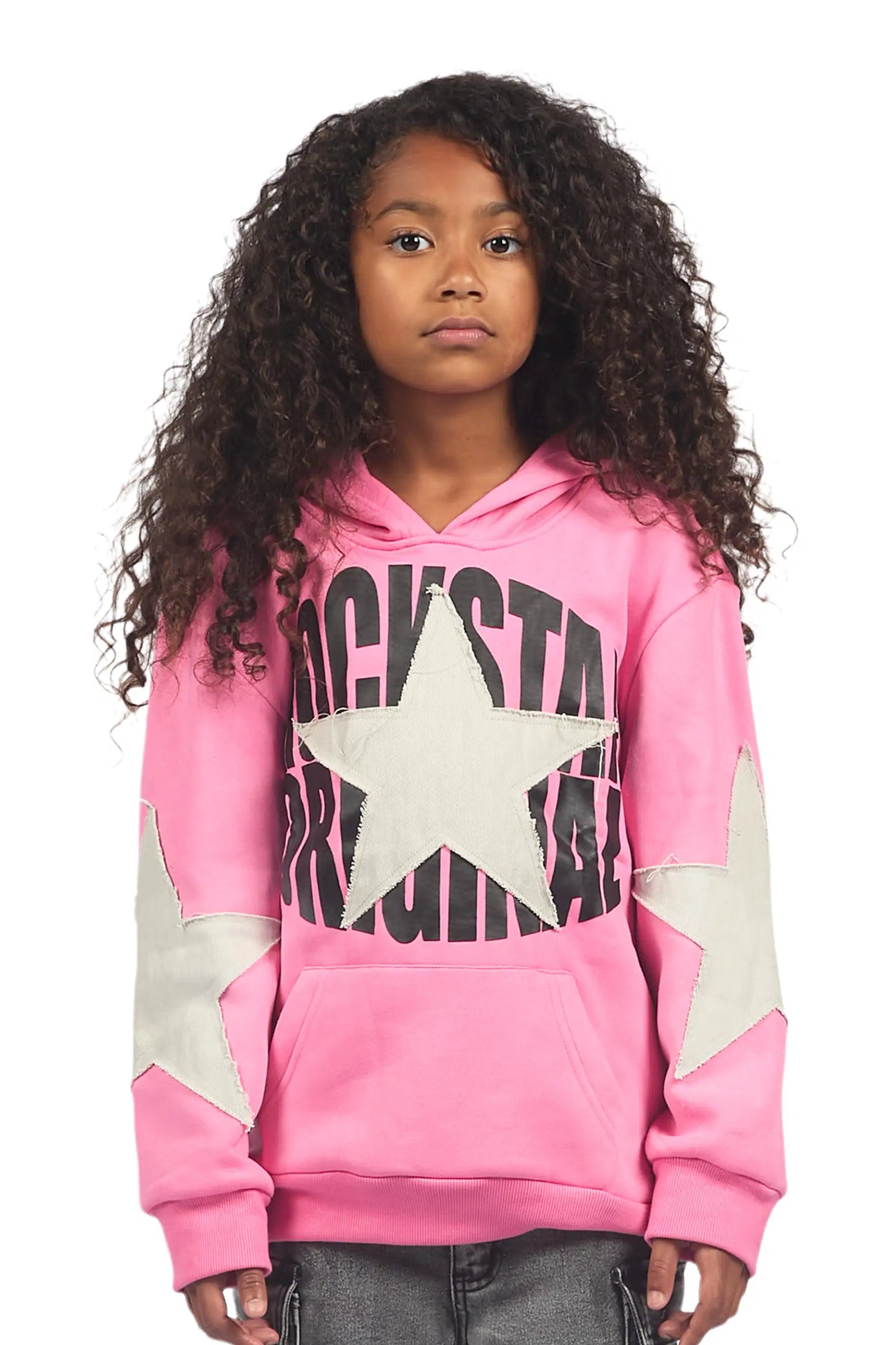 Girls Khaly Pink/Grey Graphic Hoodie