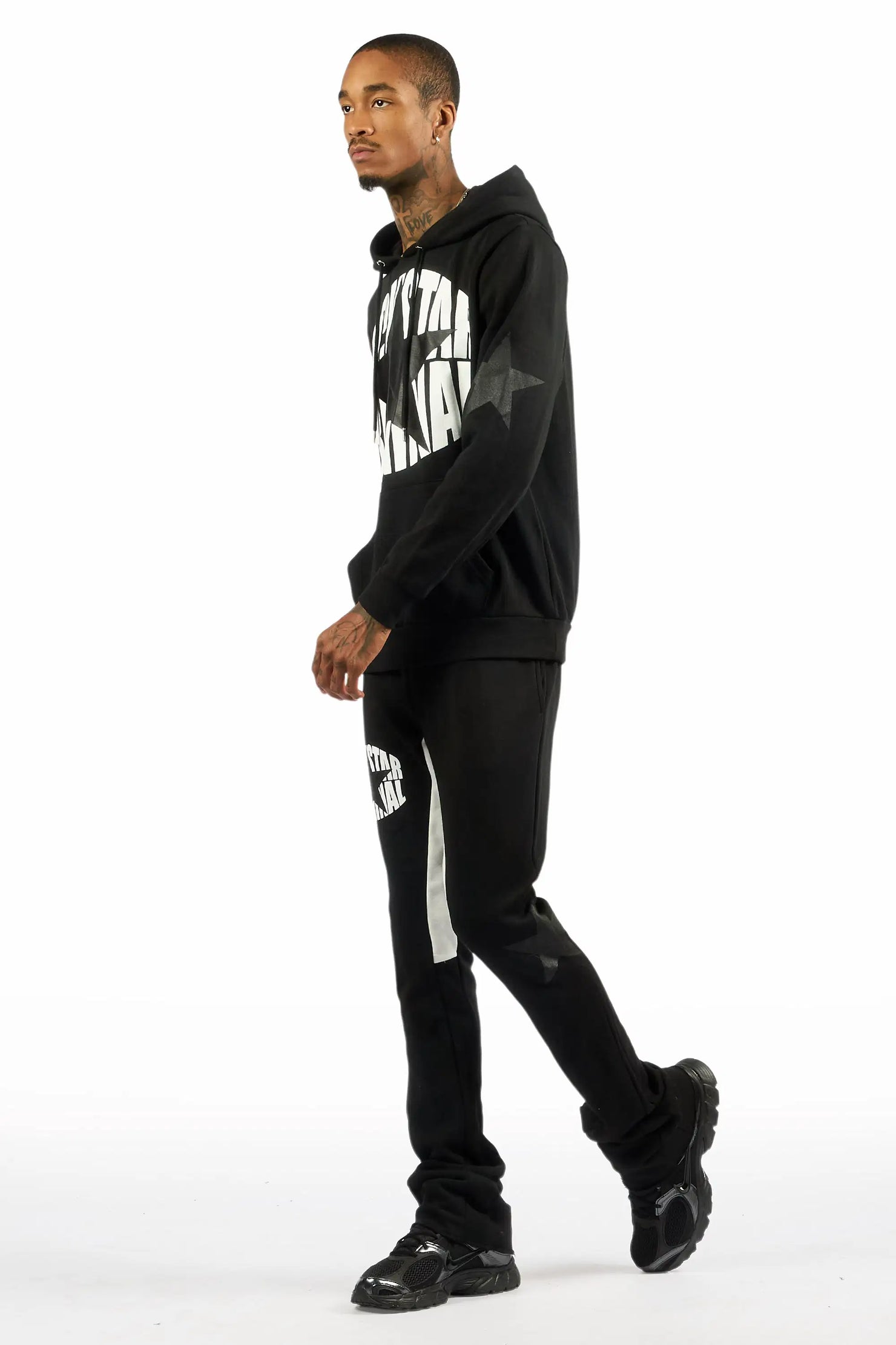 States Black/Black Hoodie Stacked Flare Track Set