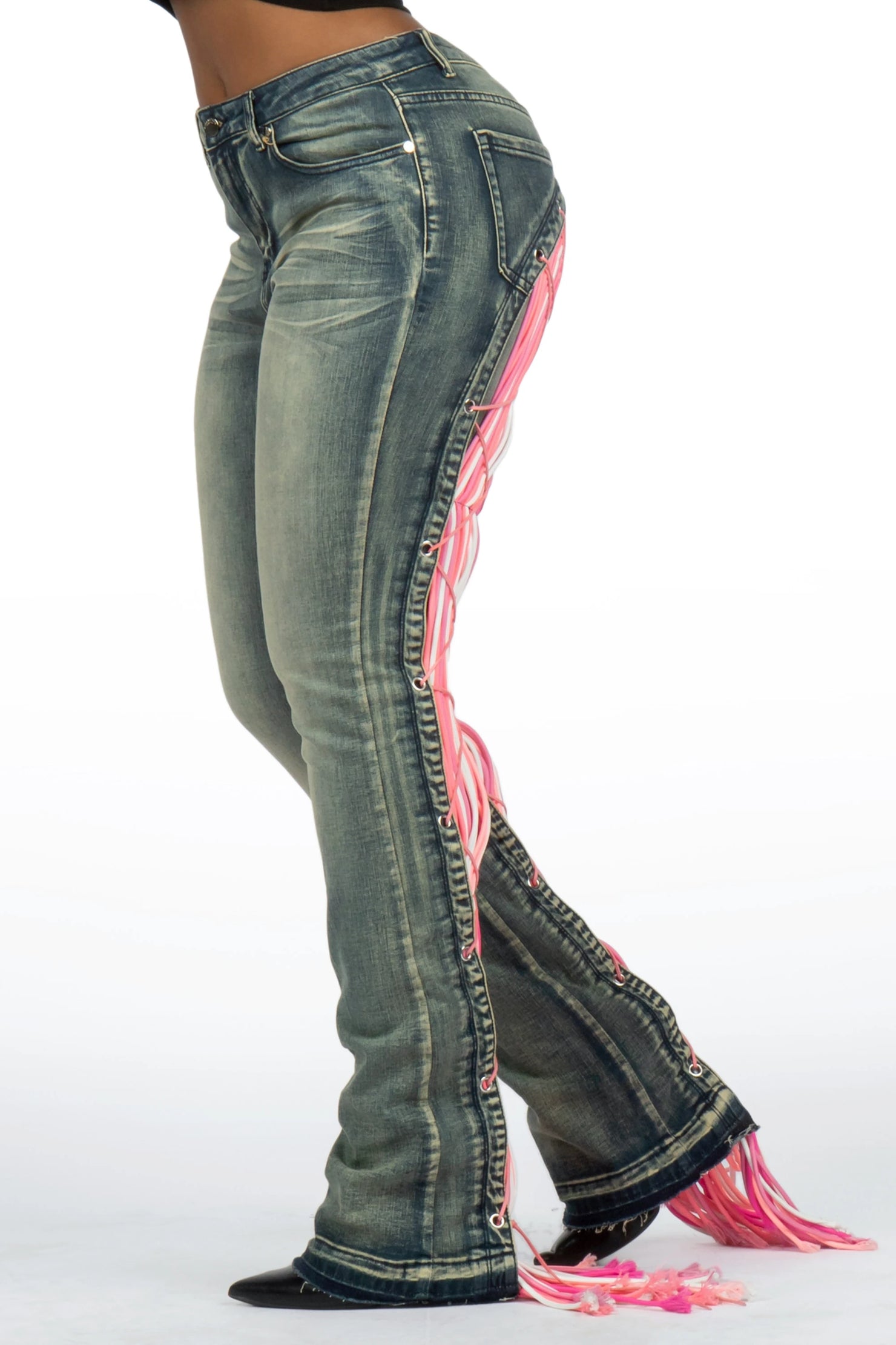 Ottiana Tint Wash Stacked Flare Jean