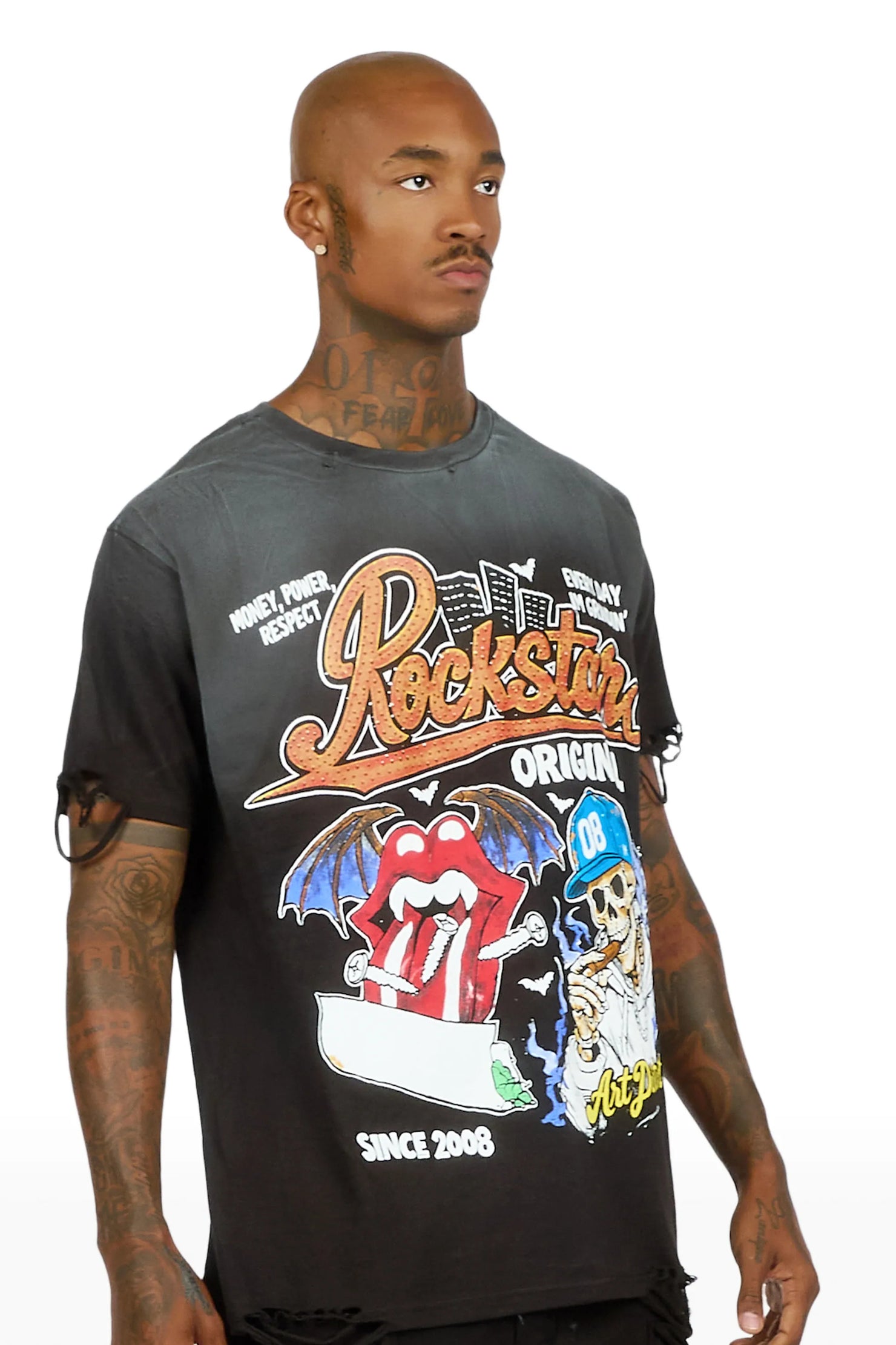 Batts Black Oversized Graphic T-Shirt
