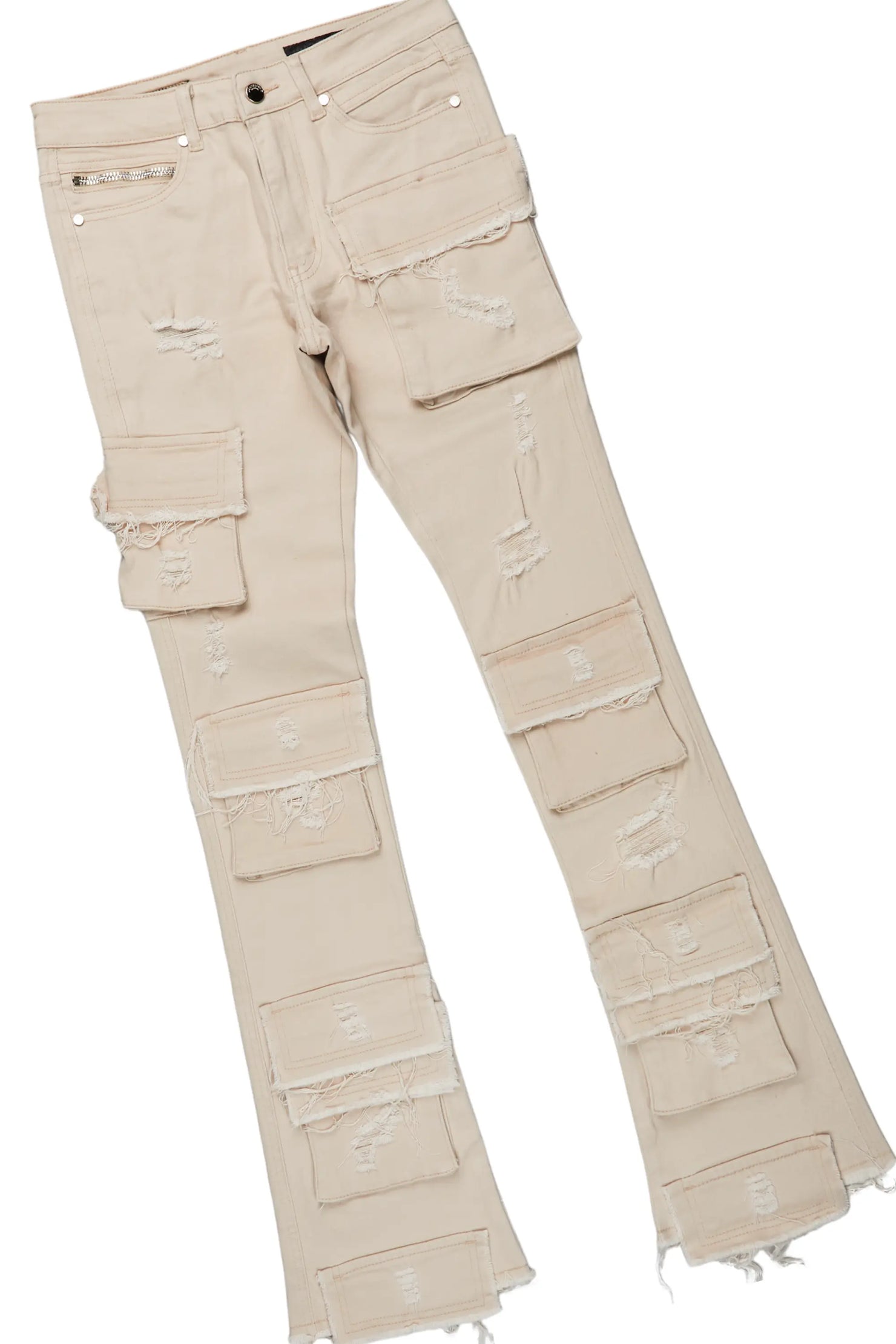 Lake Black T-Shirt & Zander Beige Stacked Flare Jean