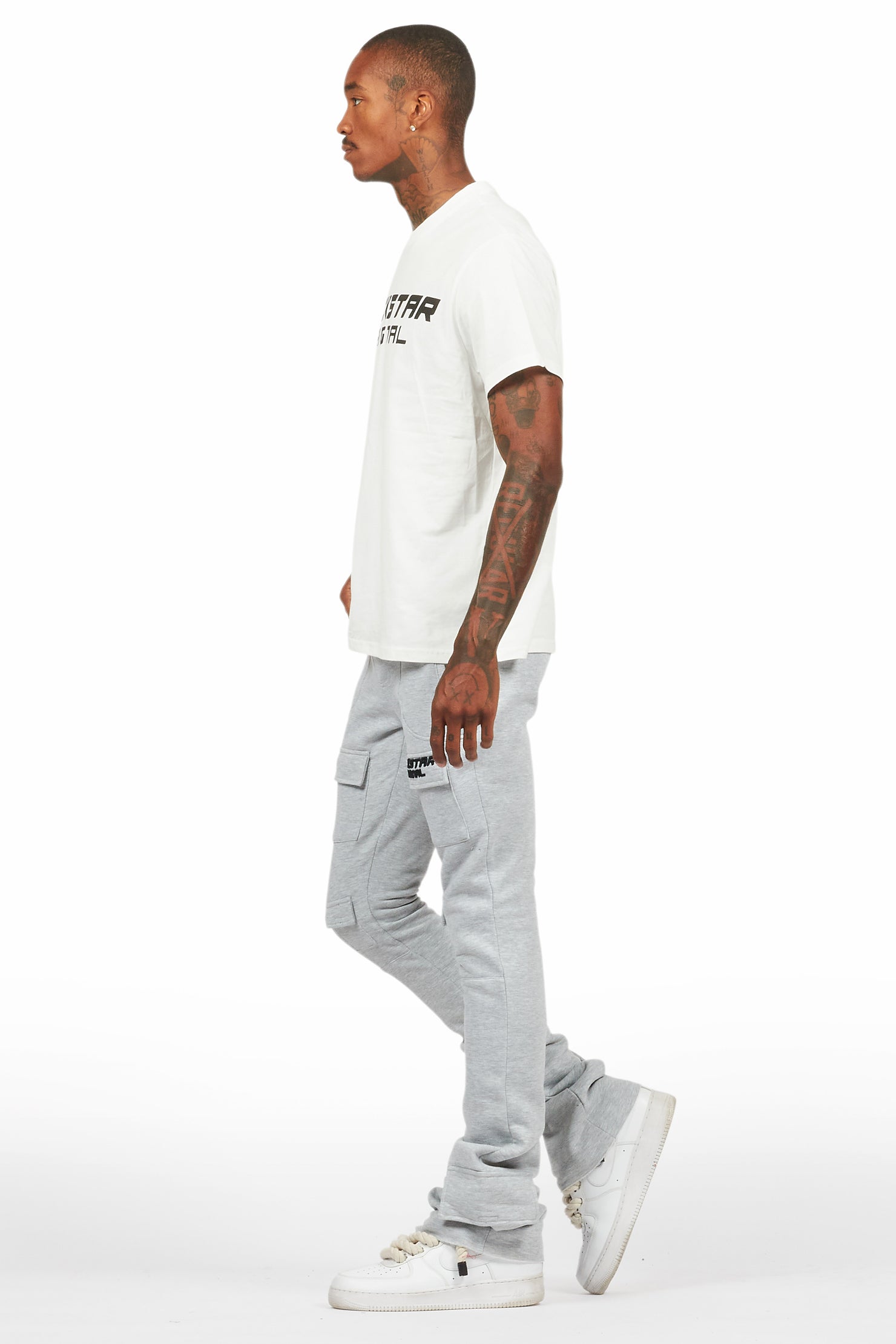 Connor Heather Grey T-Shirt/Stacked Flare Track Set