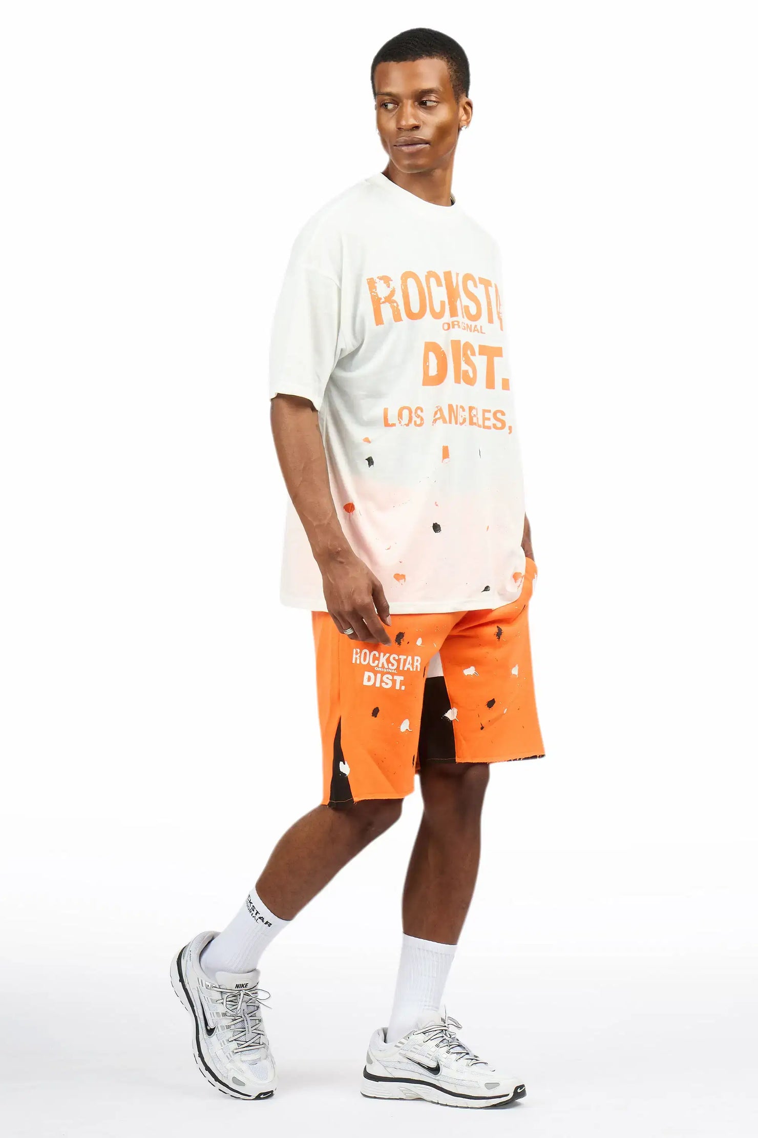 Scottie White/Orange Painter T-Shirt/Short Set