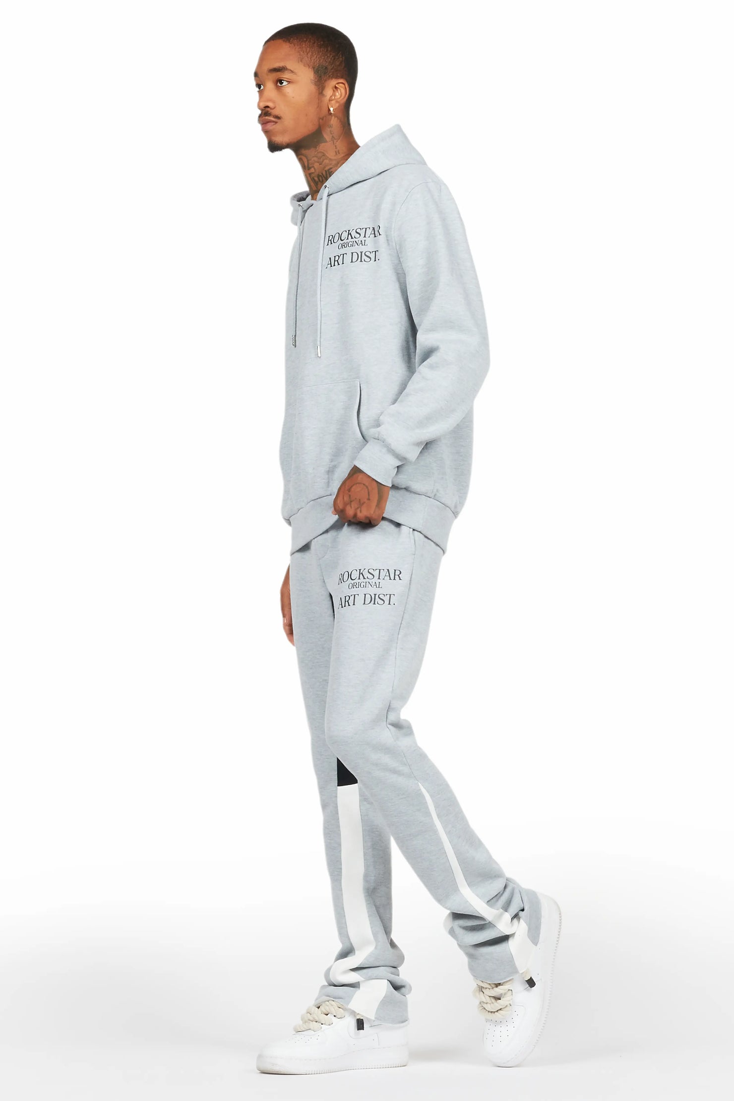 Briggs Heather Grey Hoodie/Stacked Flare Track Set