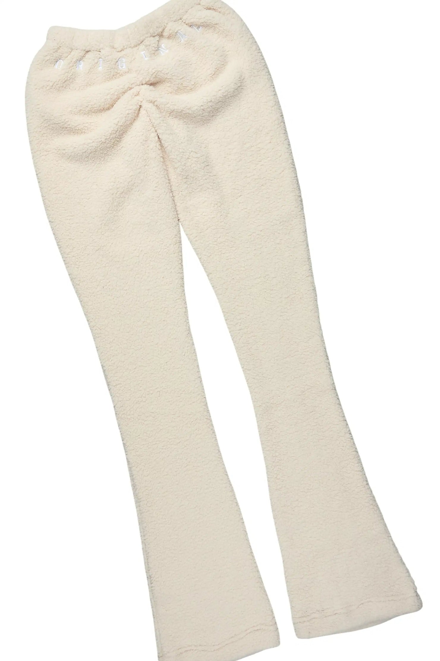 Krystiana Beige Sherpa Zip Up Stacked Track Set