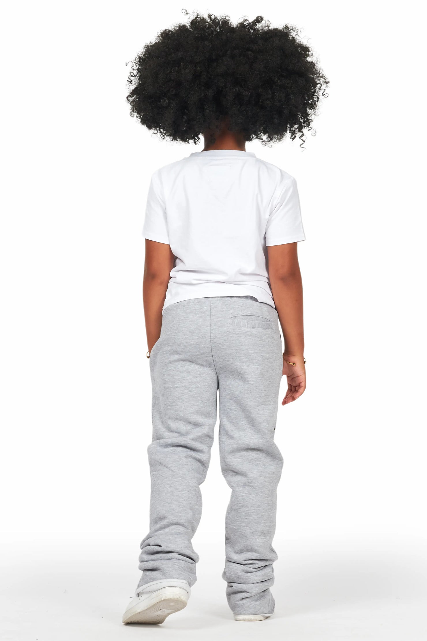 Girls Alpanna Heather Grey Super Stacked Trackpant