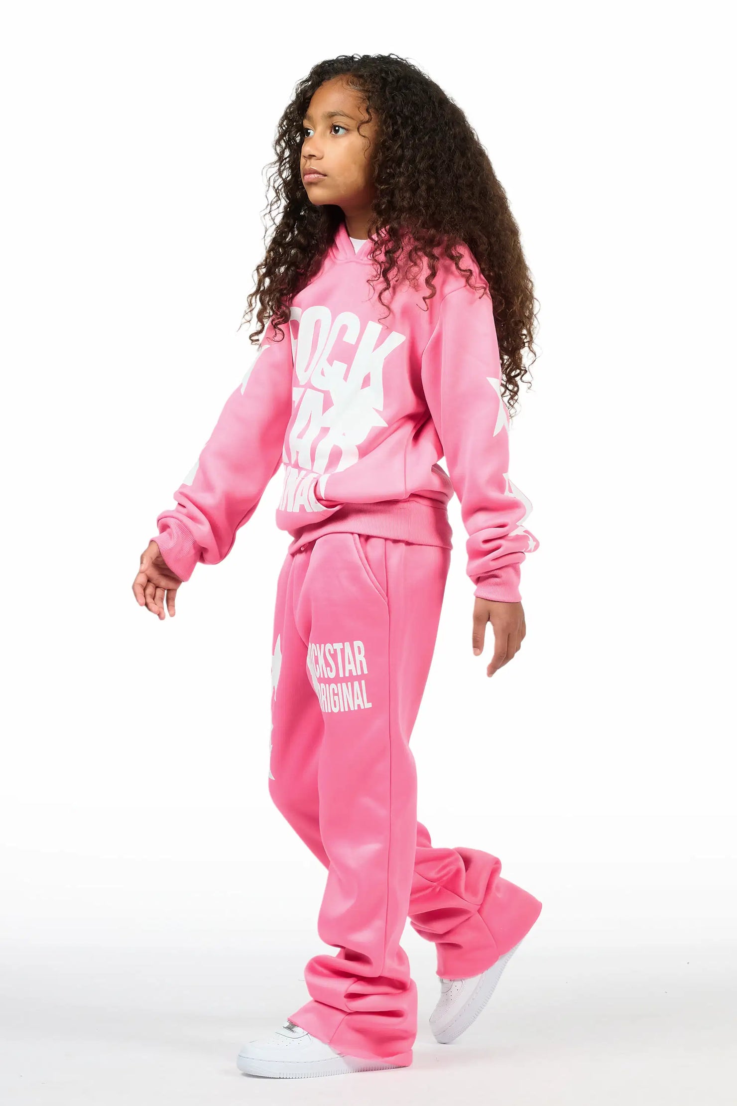 Girls Sechora Pink/White Stacked Track Set