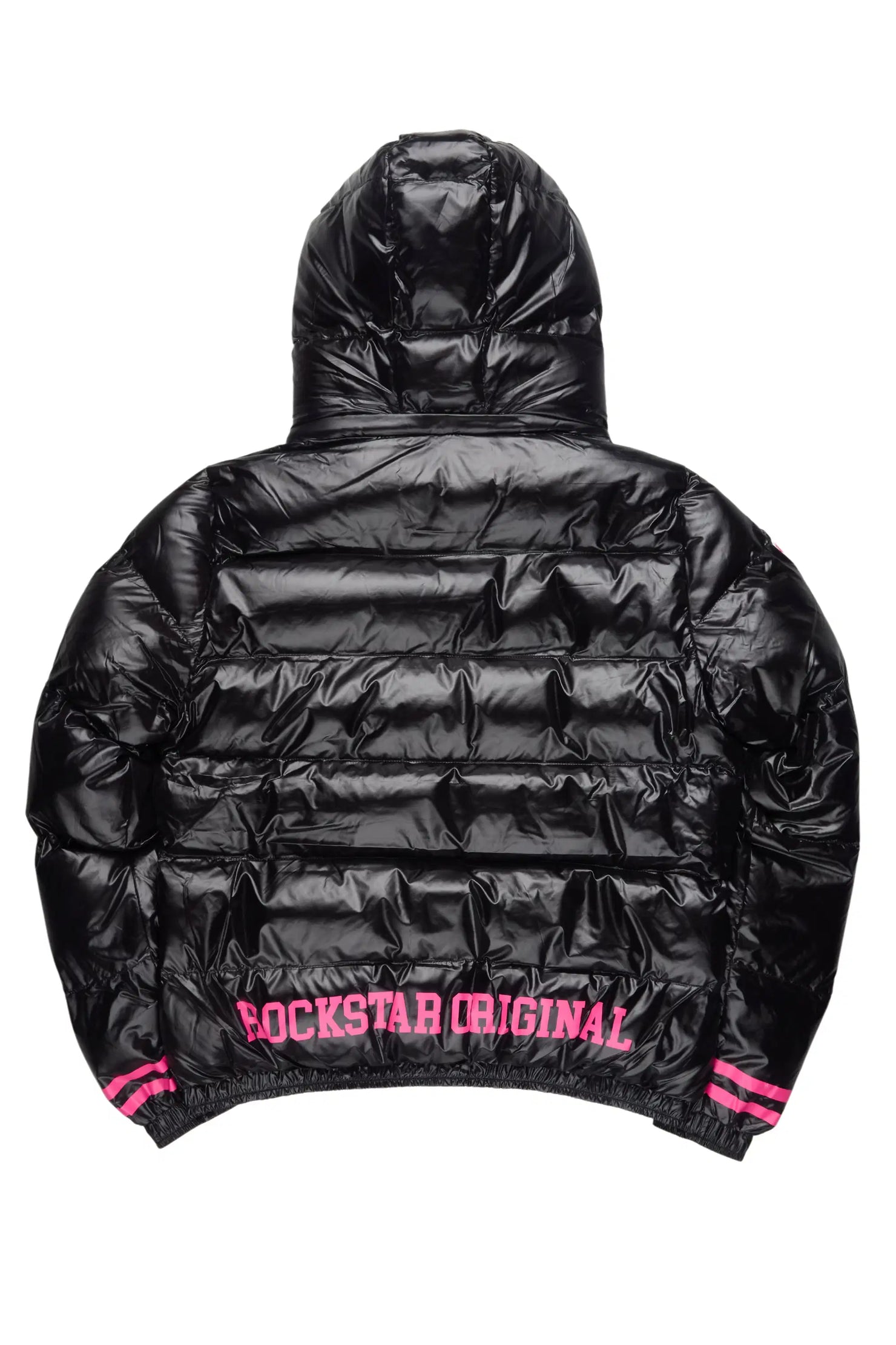 Kymberly Black/Pink Varsity Puffer Jacket