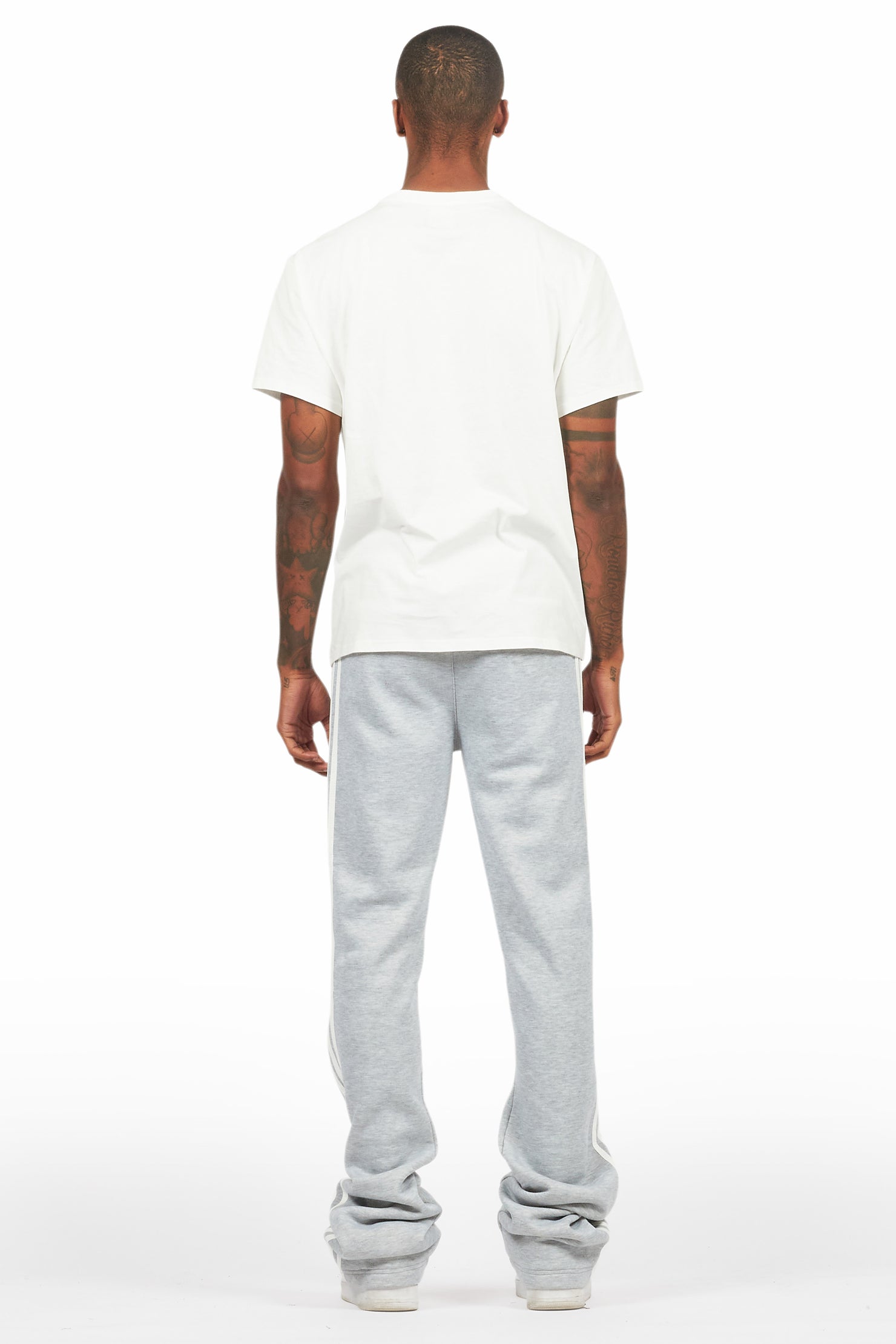 Gerrit Heather Grey Fleece Stacked Baggy Track Pant