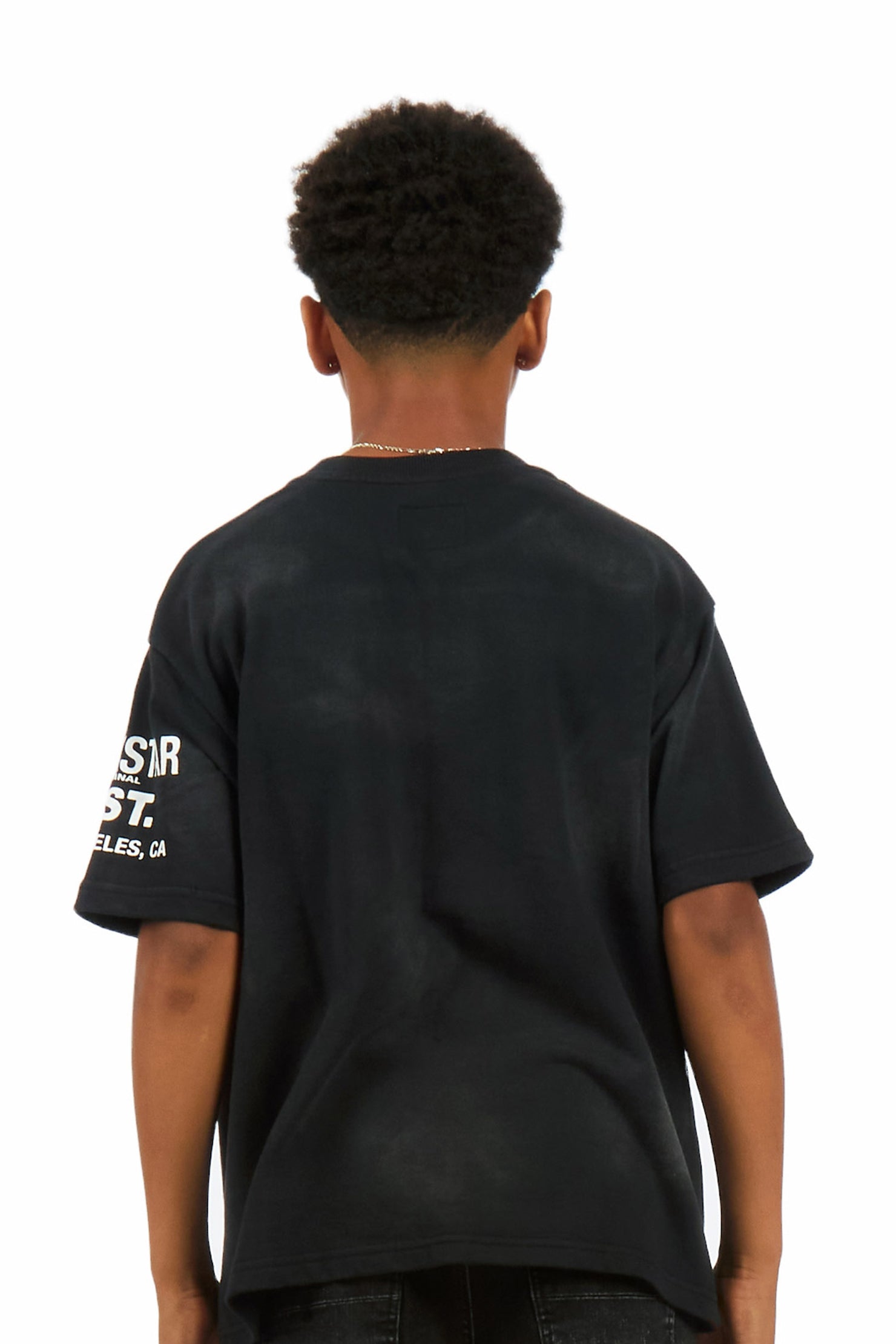 Boys Outline Black French Terry T-Shirt