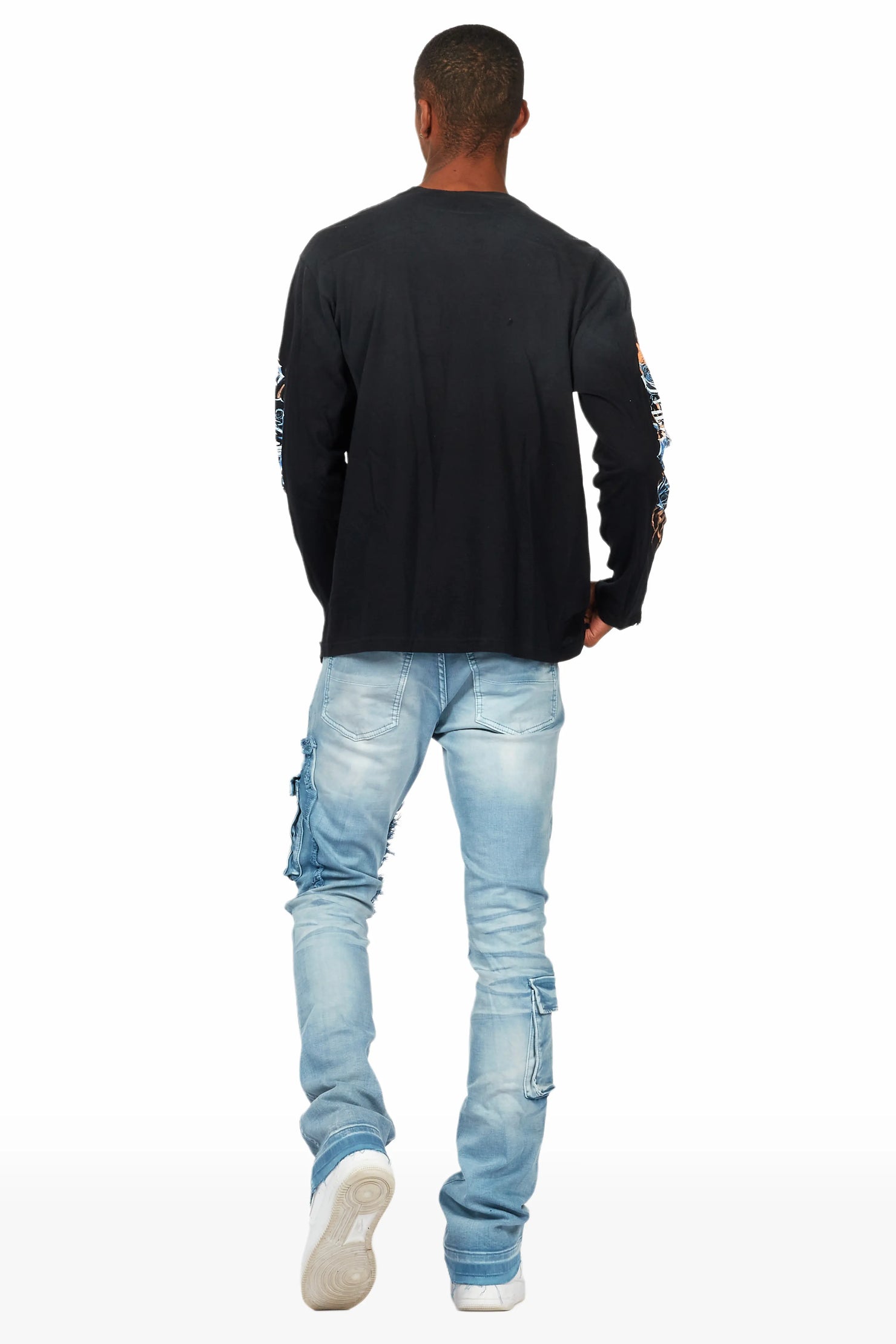 Zaxton Blue Stacked Flare Jean