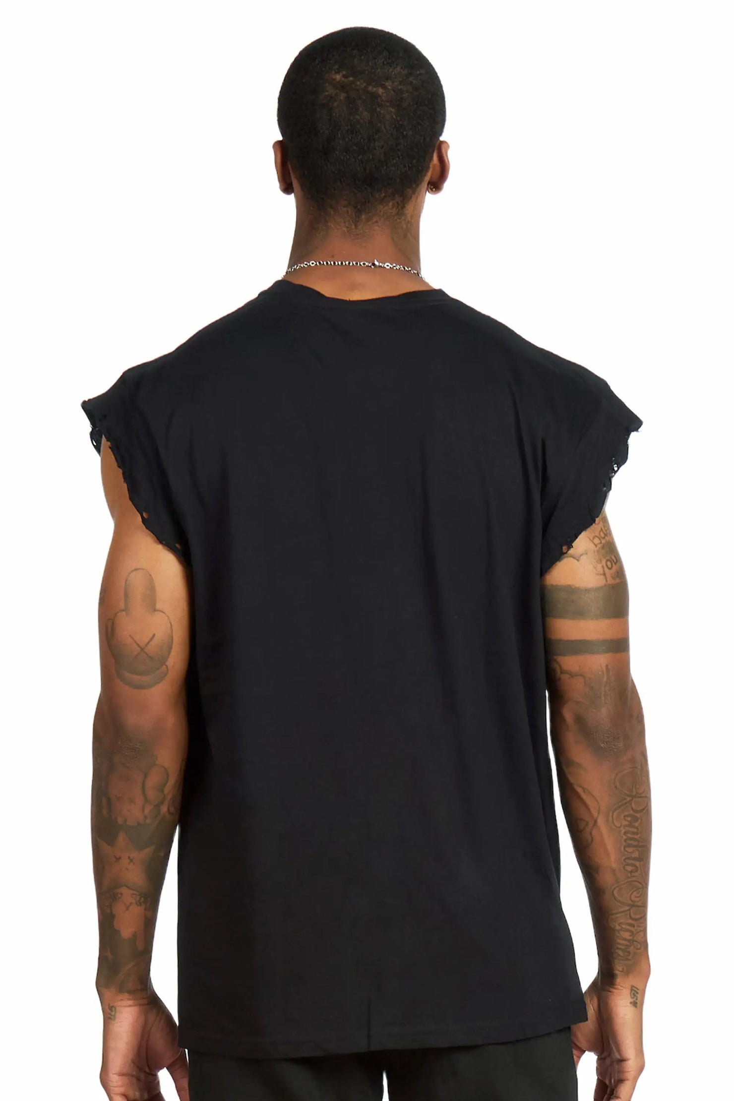 Lorzen Black Cut off Tee