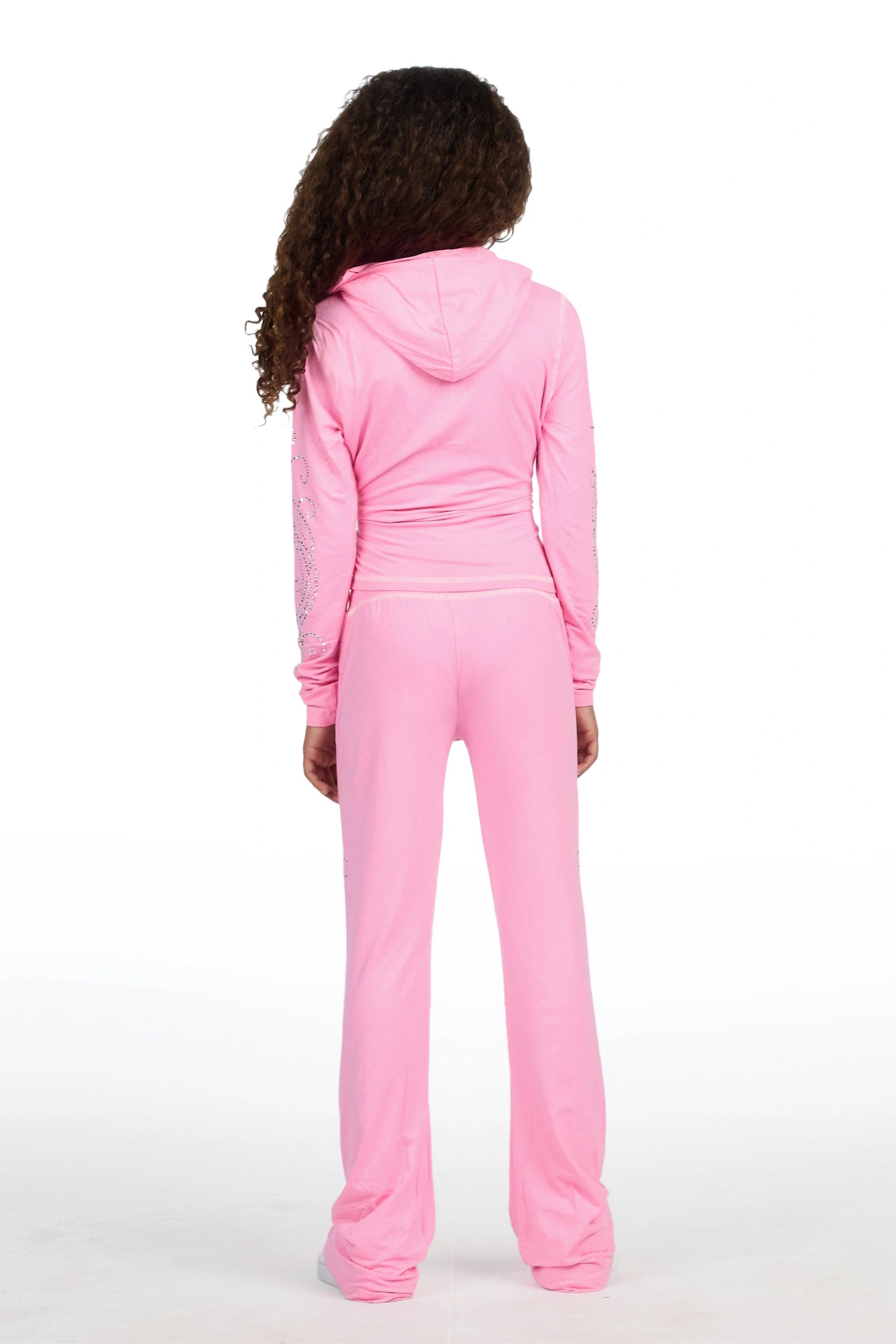 Girls Joella Pink Rhinestone Lounge Track Set