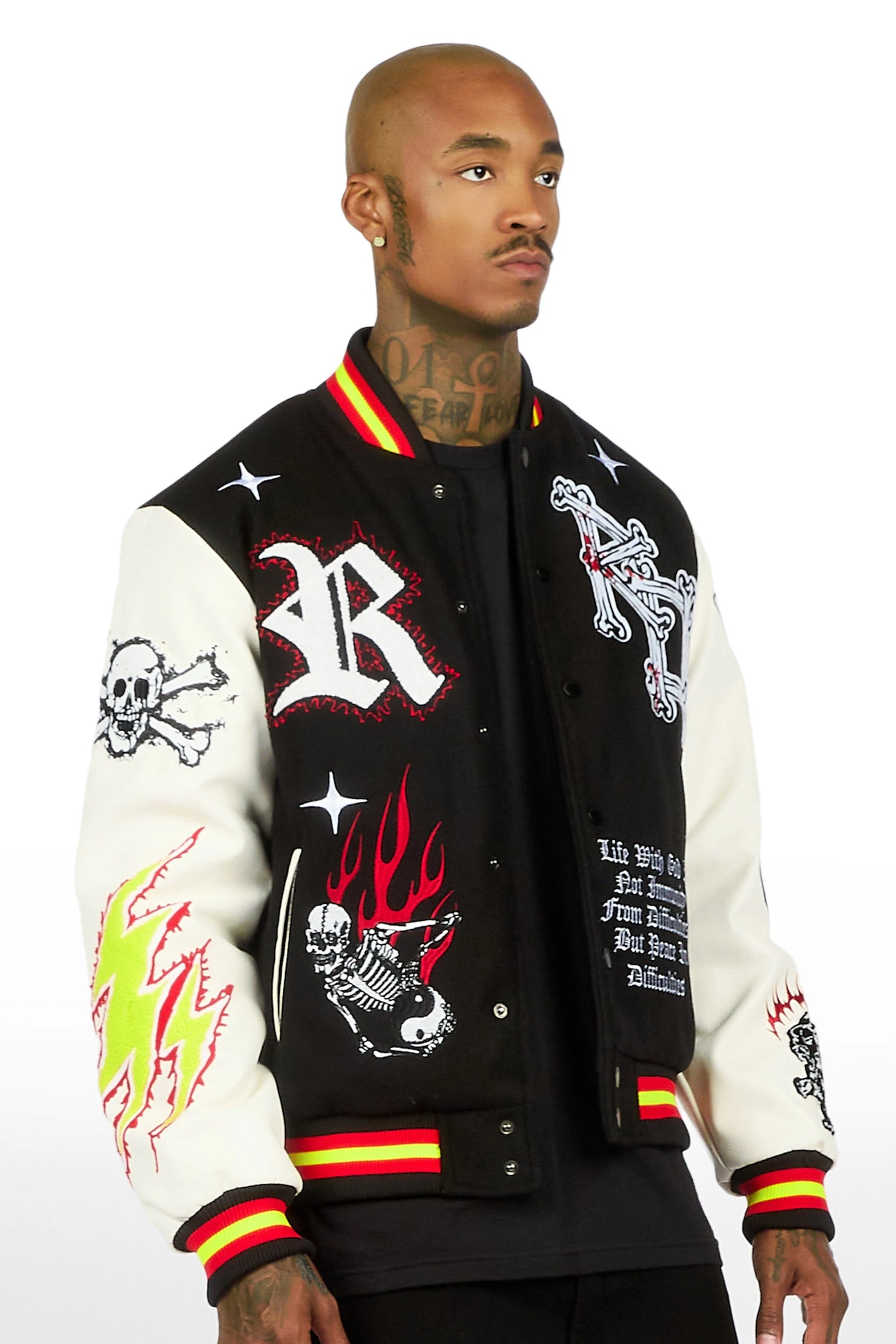 Naizeah Black/Ivory Varsity Jacket