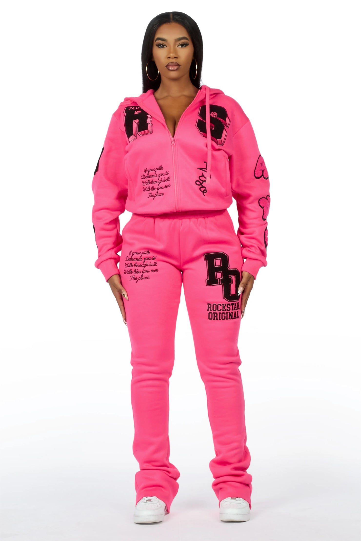 Leslee Pink/Black Super Stacked Track Set