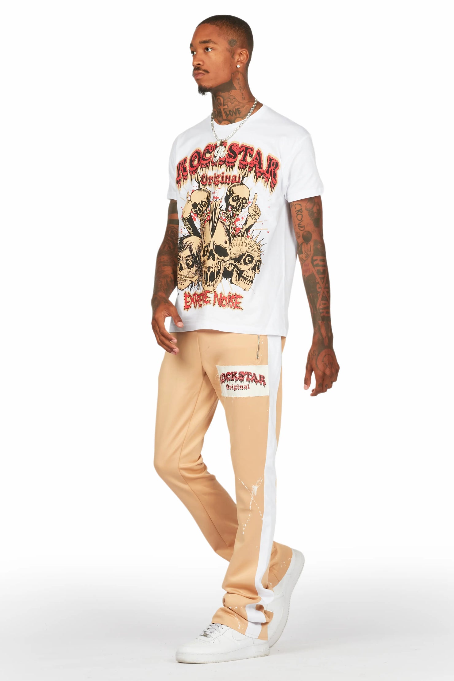 Tabor White/Beige T-Shirt/Stacked Flare Track Set