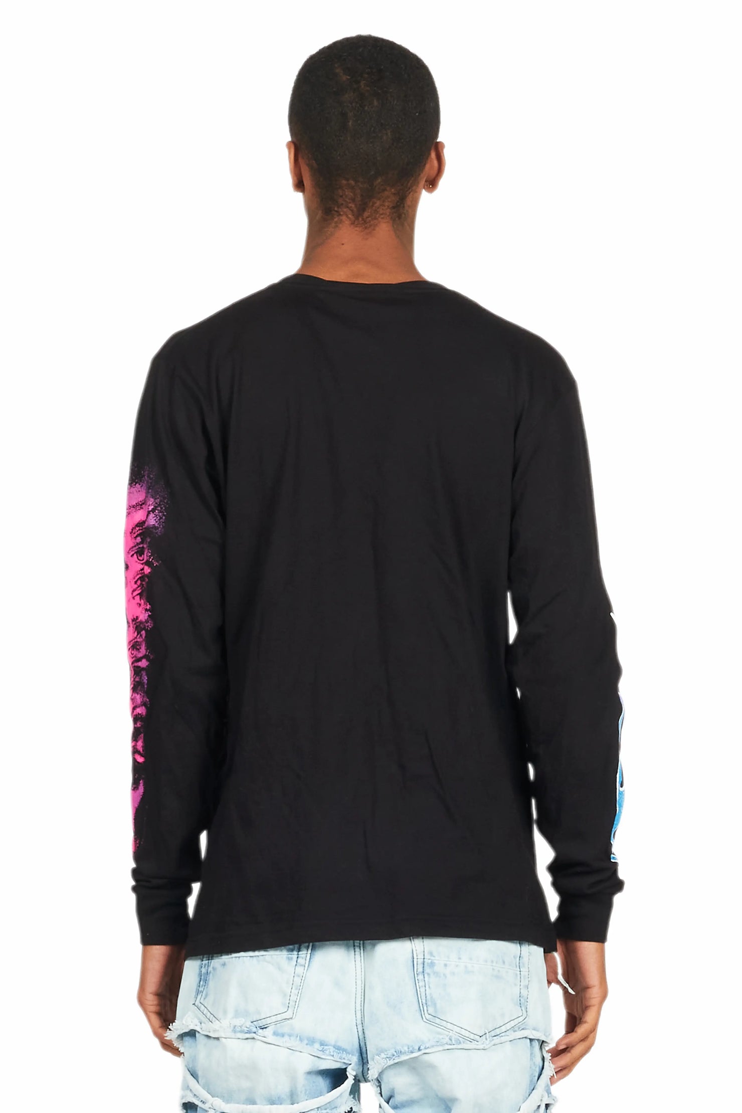 Beno Black/Pink Long Sleeve Graphic T-Shirt