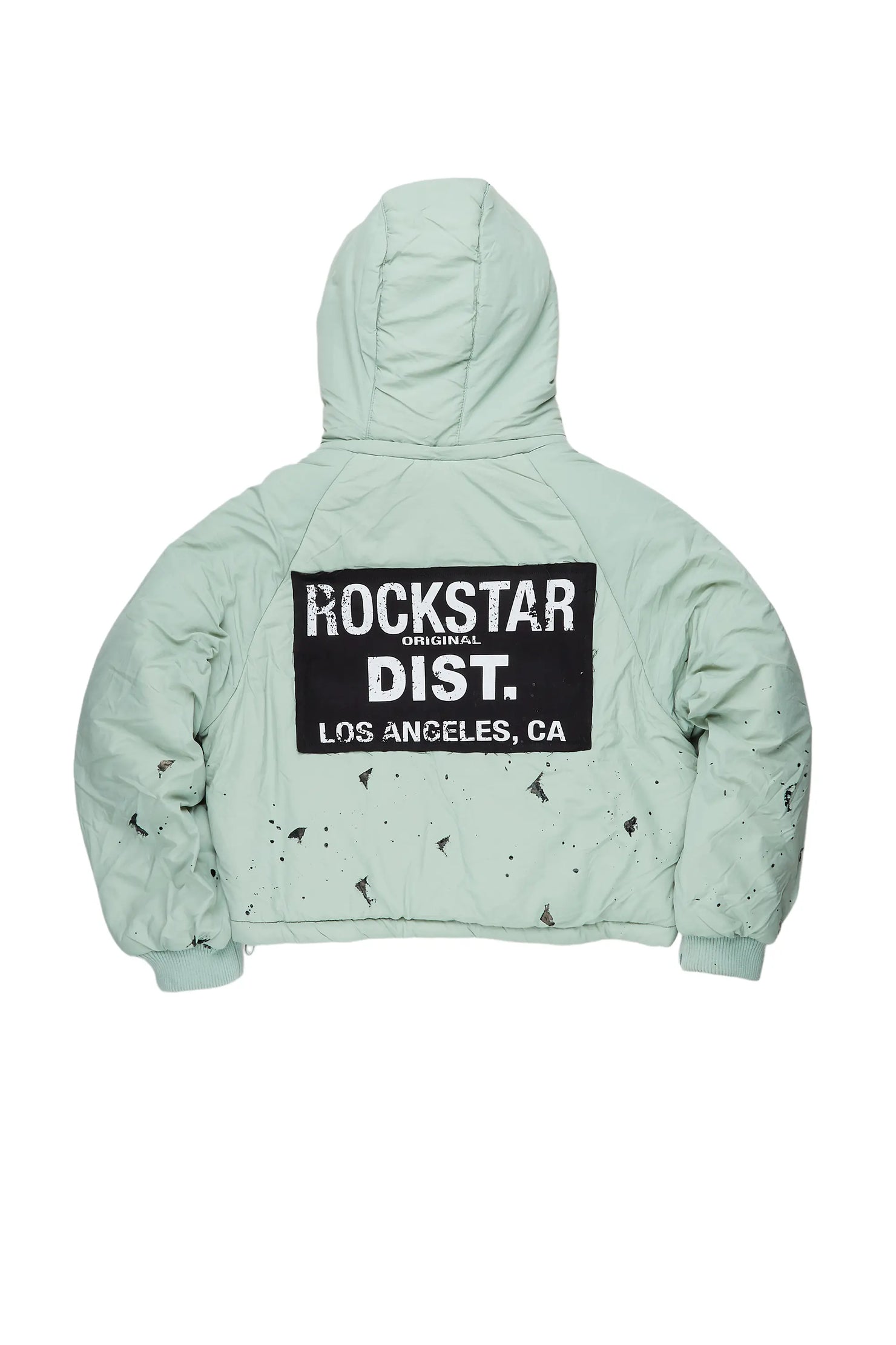 Zayla Sage Green Art Dist. Puffer Jacket