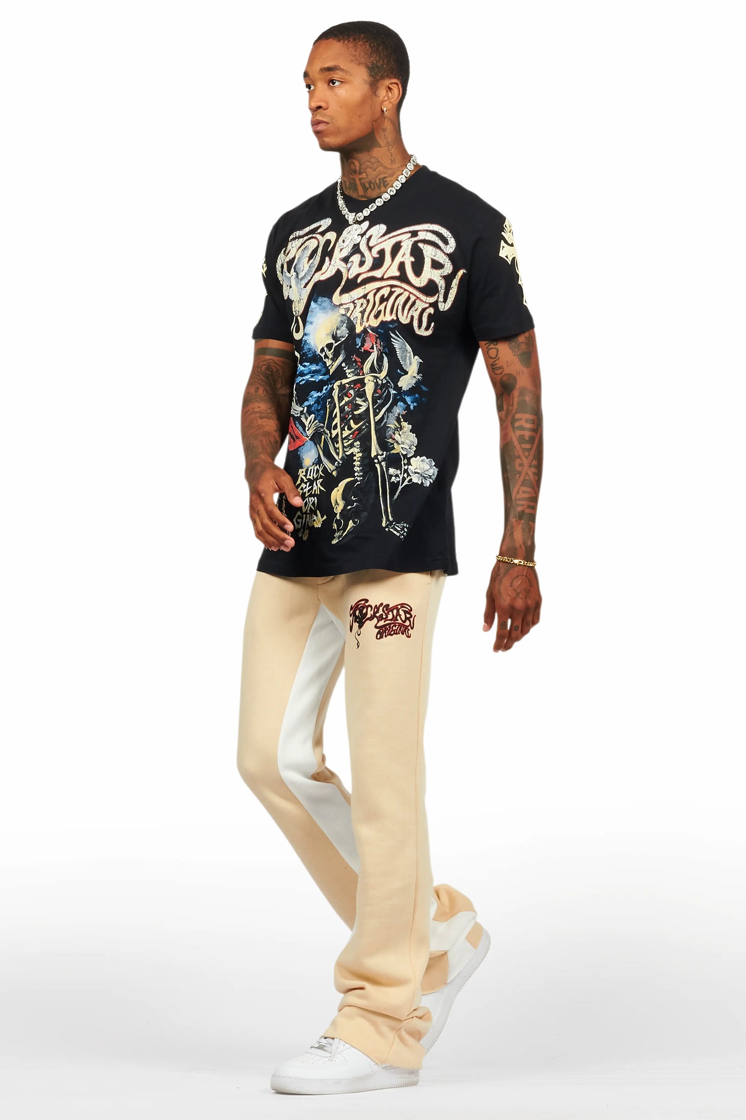 Danby Black/Beige T-Shirt/Baggy Pant Set