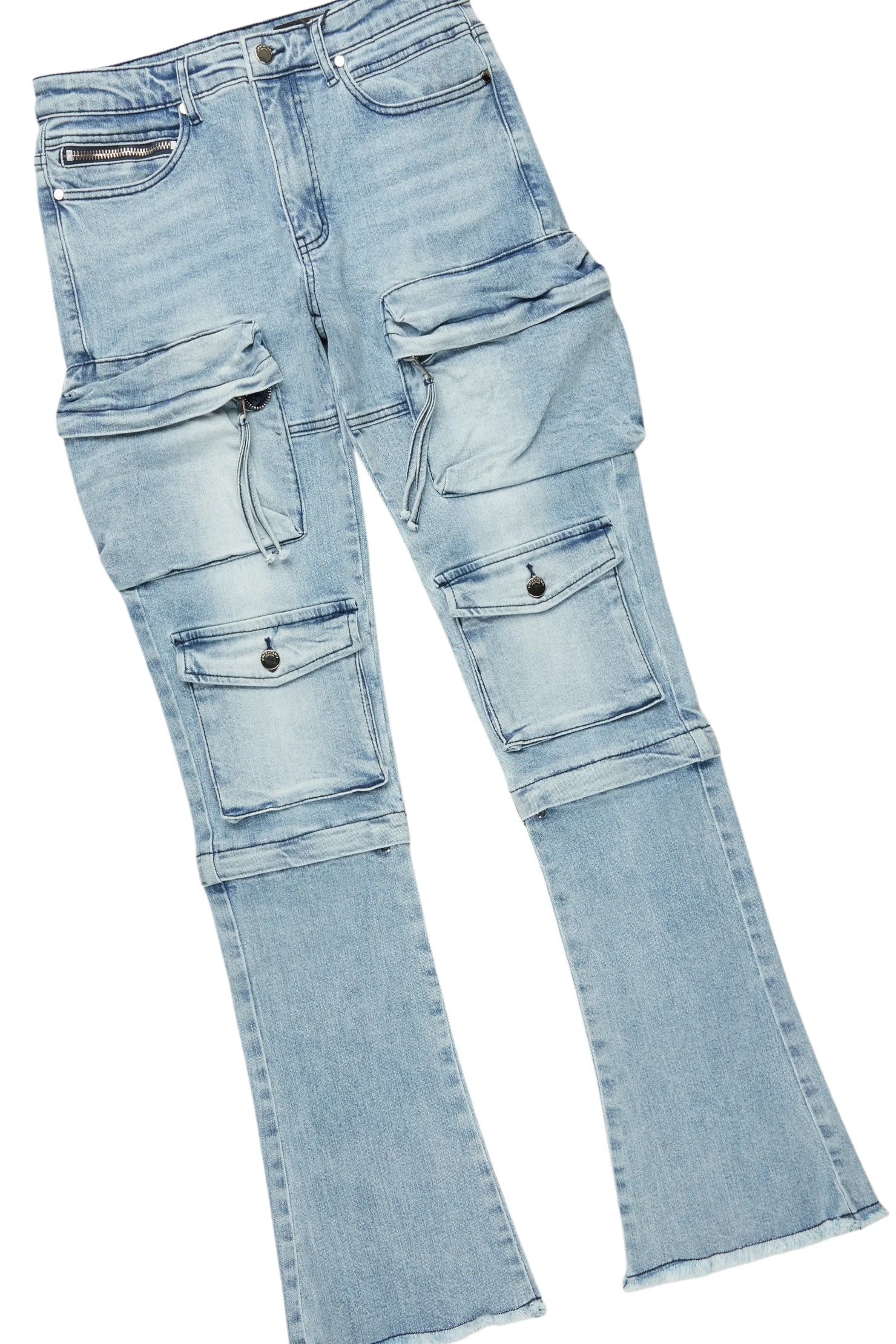 Yooz Grey/Blue Hoodie & Jan Stacked Flare Jean Bundle