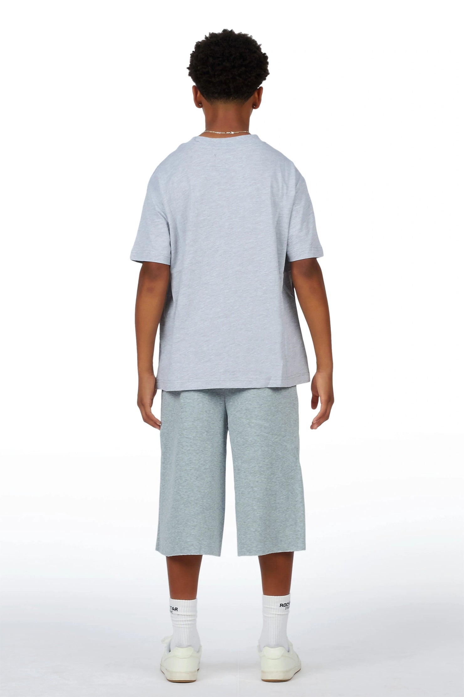 Boys Spiller Grey Oversized T-Shirt/Jort Set