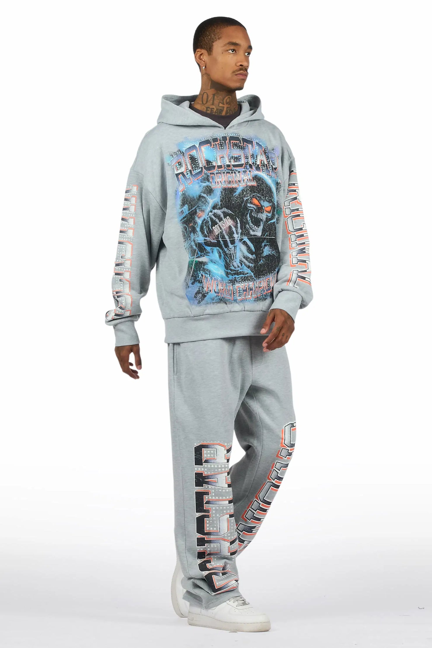 Kross Heather Grey Hoodie/Baggy Pant Track Set