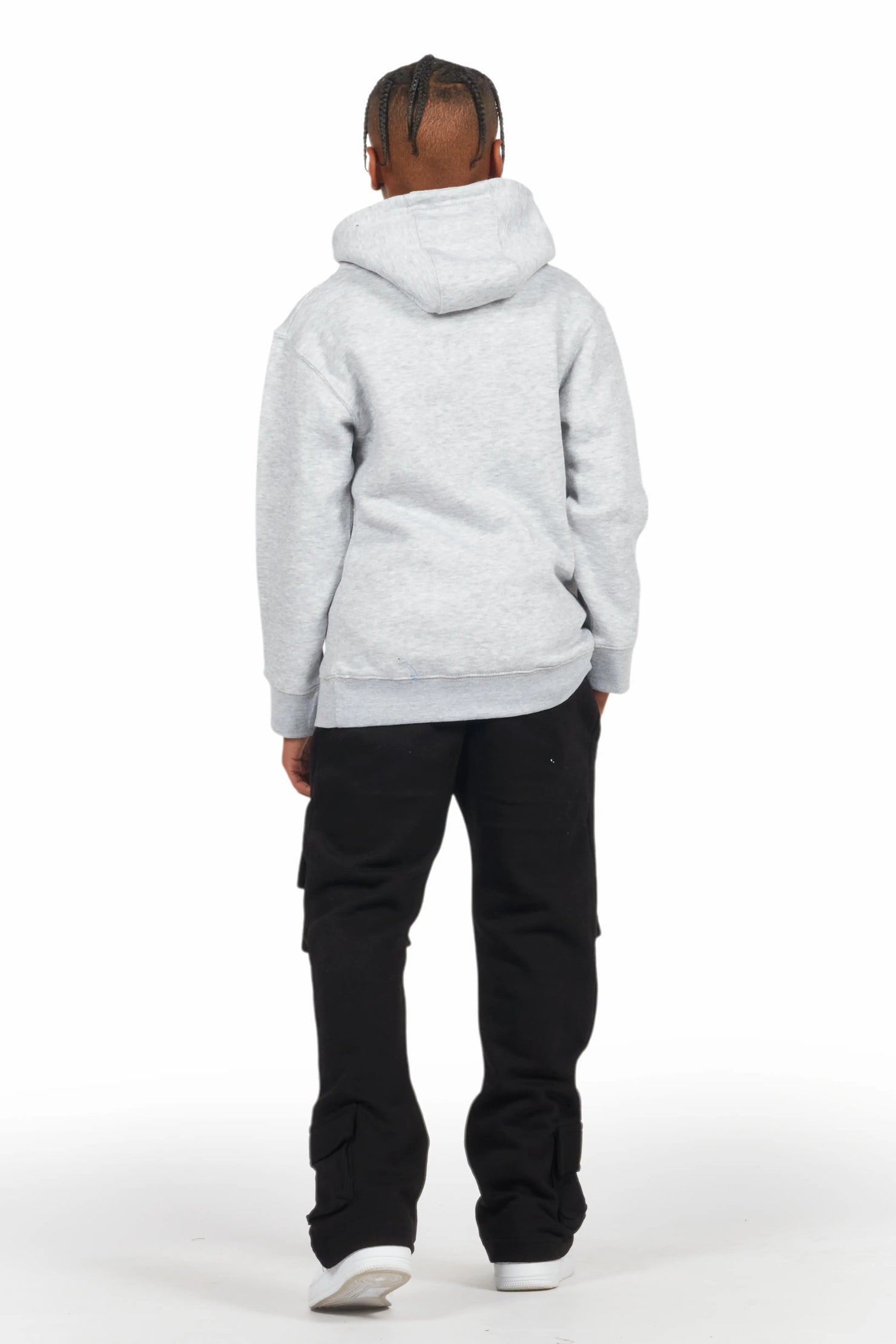 Boys Connor Black Stacked Flare Track Pant