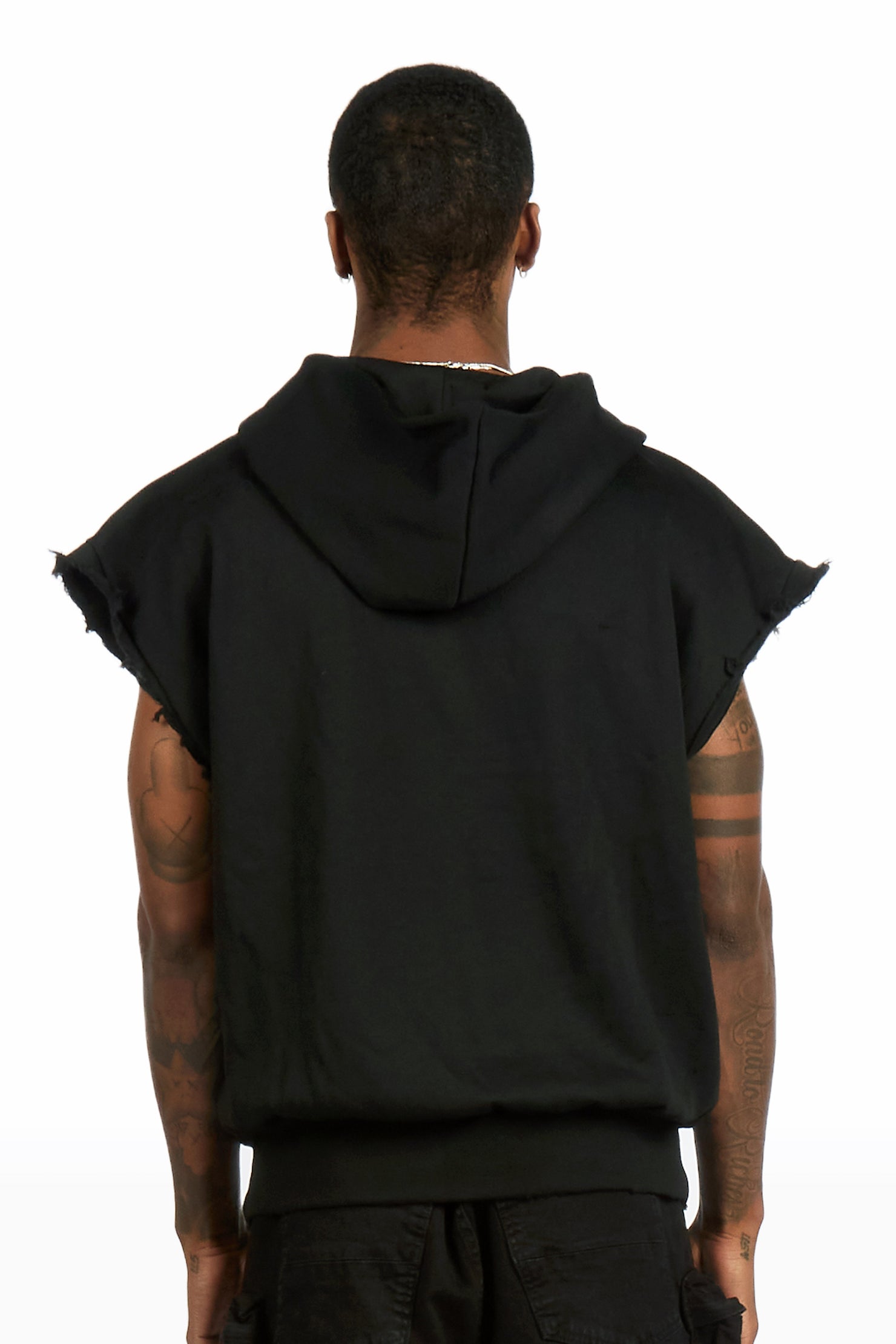 Stori Black/White Cut Sleeve Hoodie