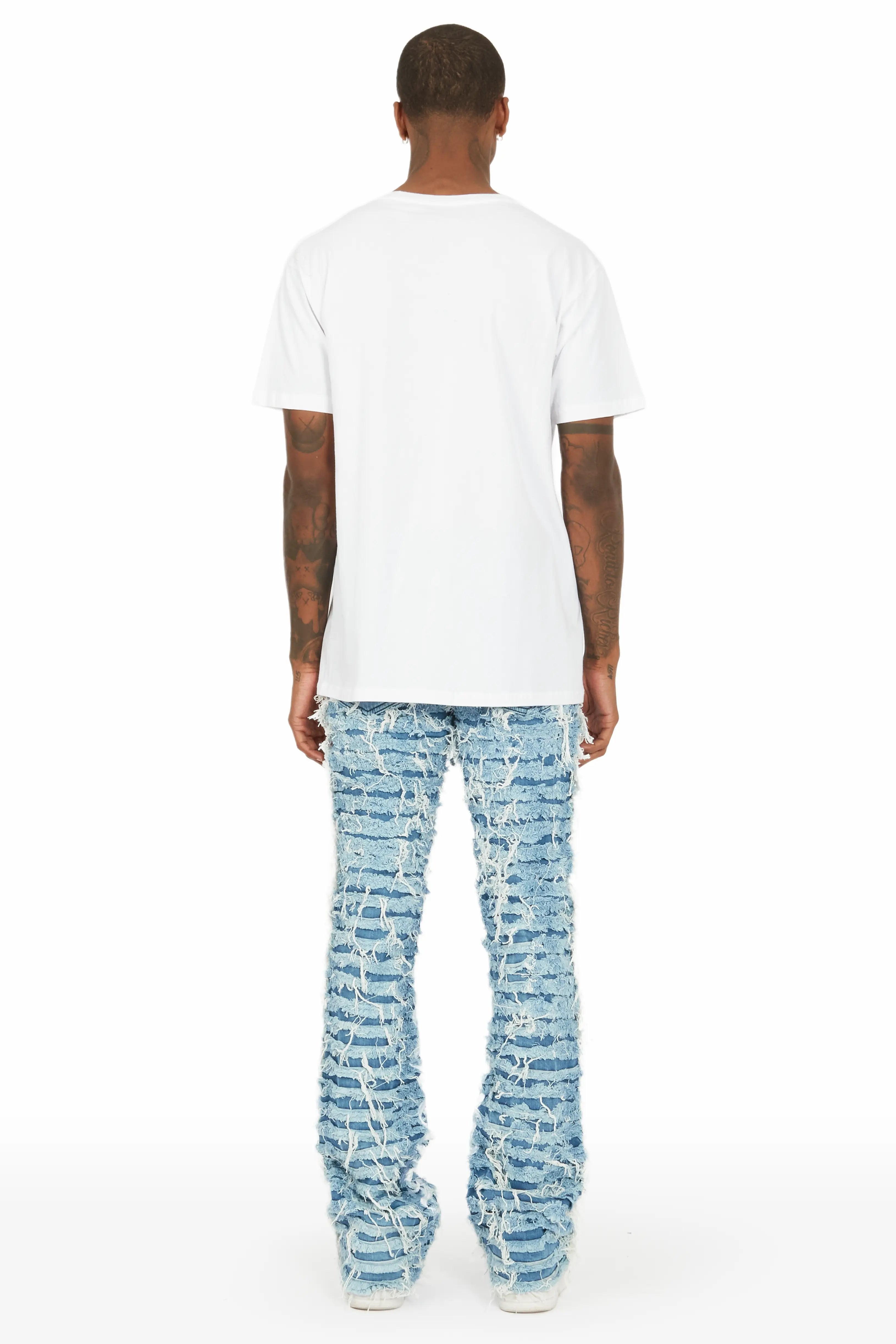 Giovanni Blue Stacked Flare Jean